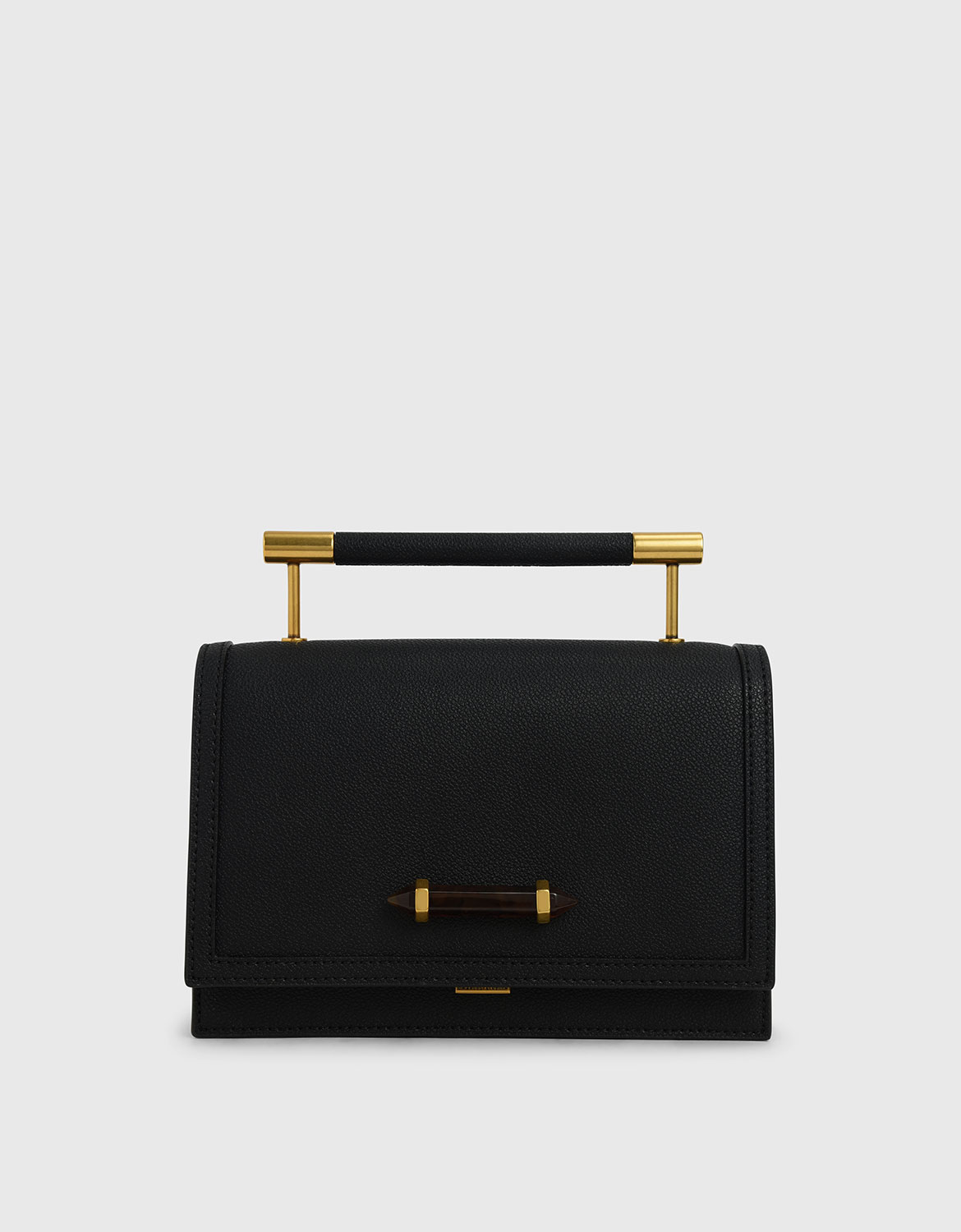 

Metal Top Handle Bag, Black