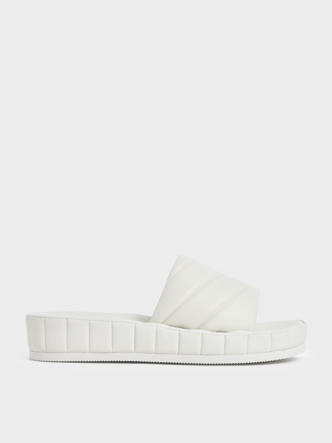

Puffy Flatform Slide Sandals, White