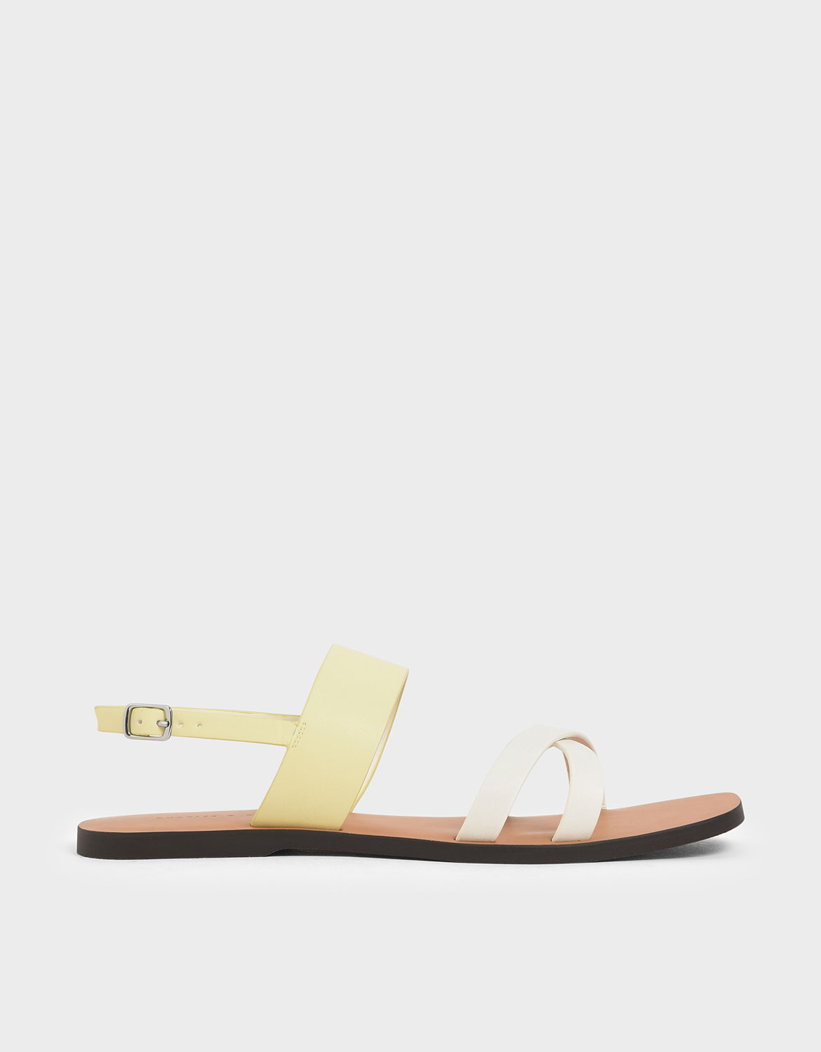 

Two-Tone Thick Strap Flats, Yellow