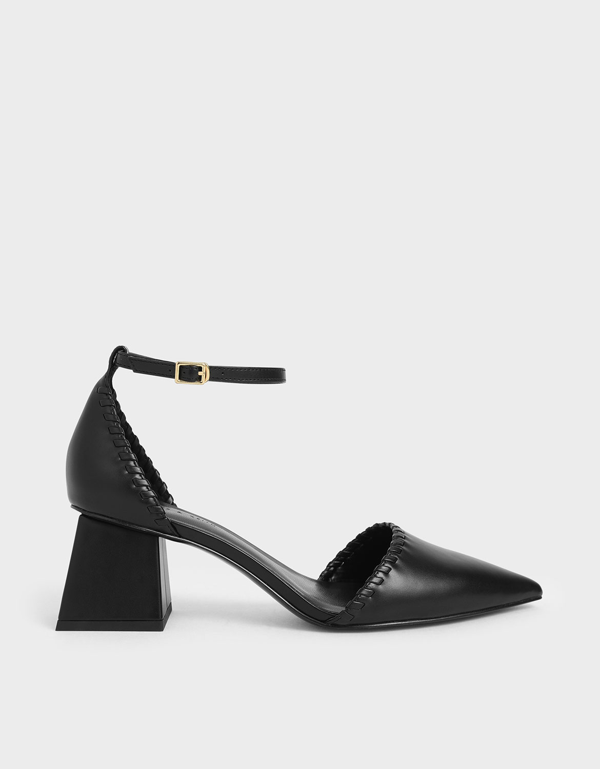 

Whipstitch Trim Pumps, Black