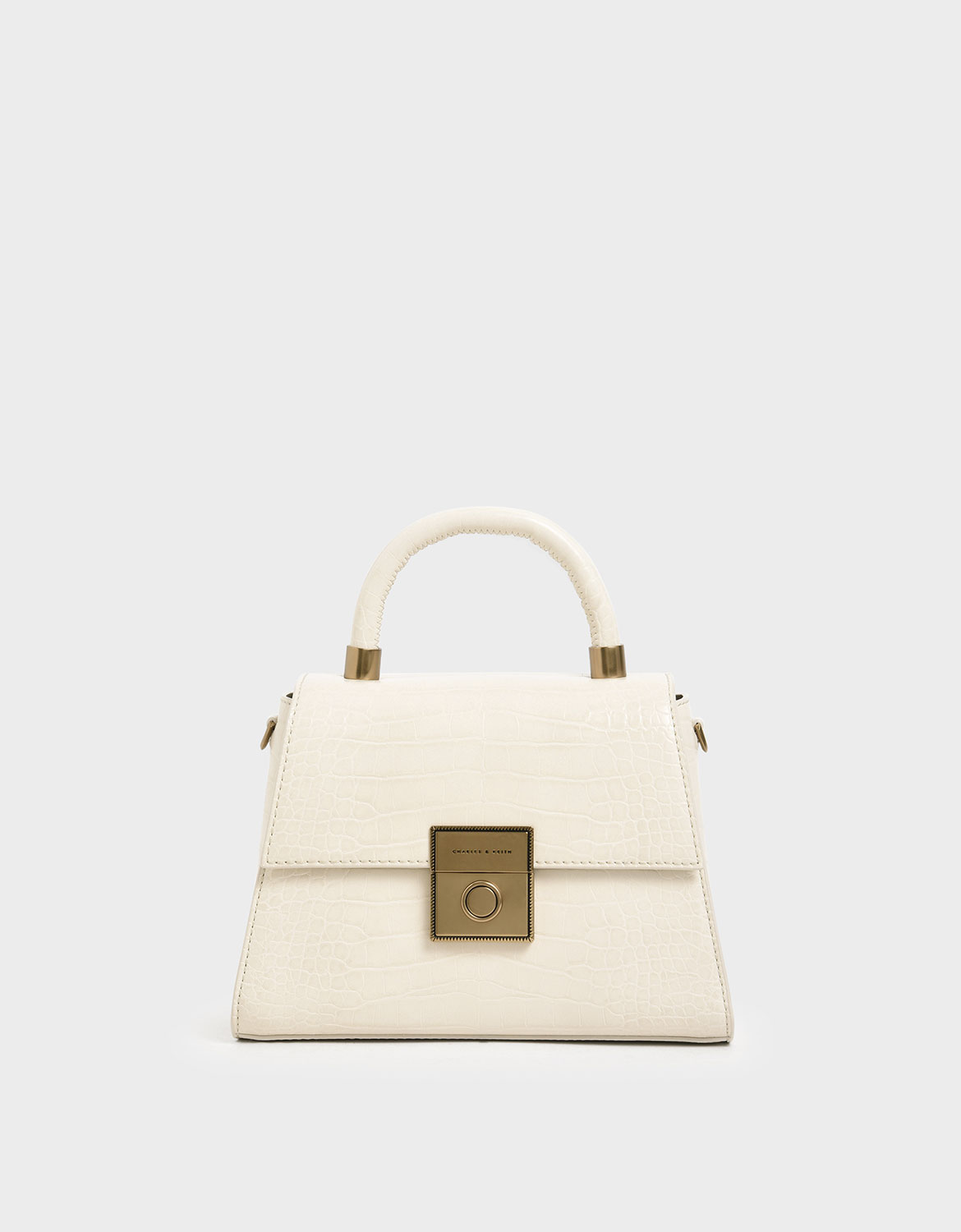 

Croc-Effect Structured Bag, Cream