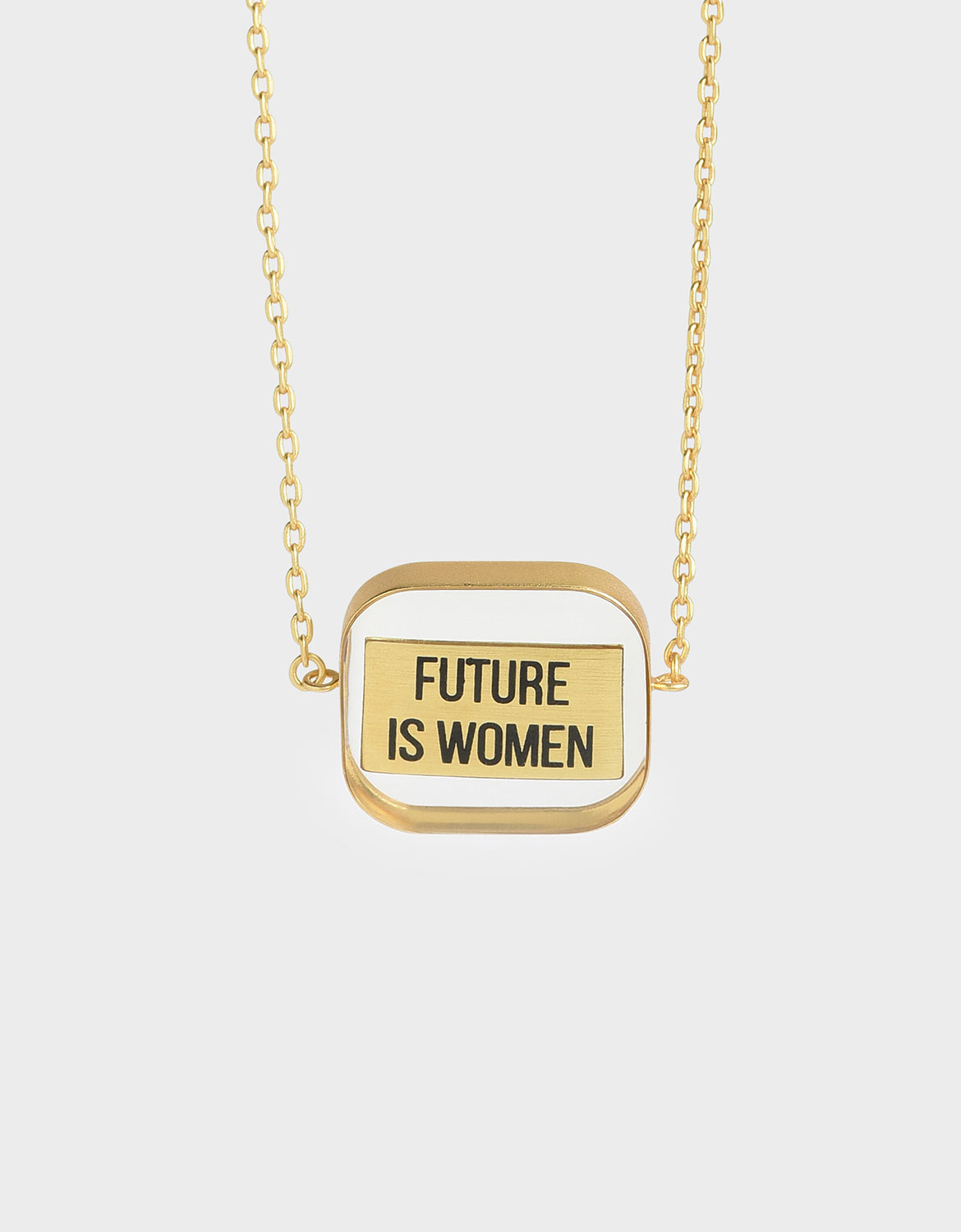 

FUTURE IS WOMEN" Acrylic Necklace, Bronze