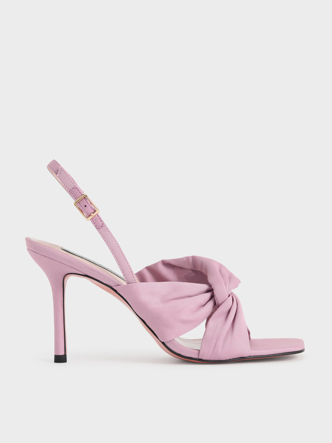 Light Pink Cotton Knotted Slingback Sandals - CHARLES & KEITH UK