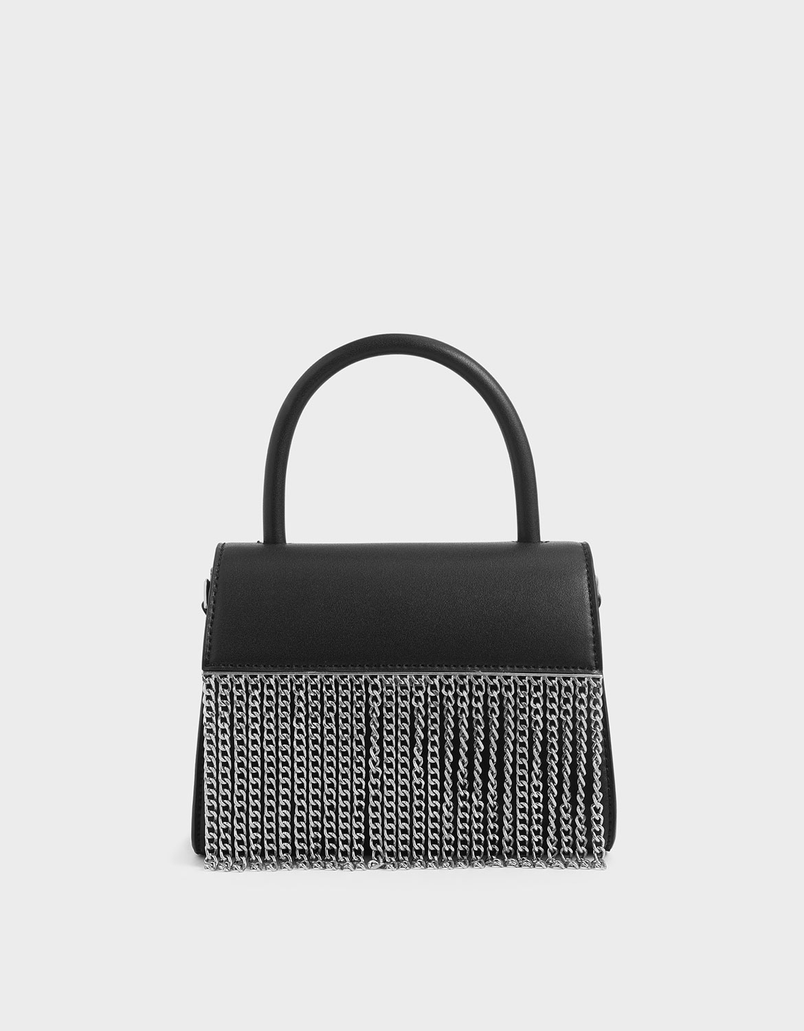 

Metallic Fringe Top Handle bag, Black