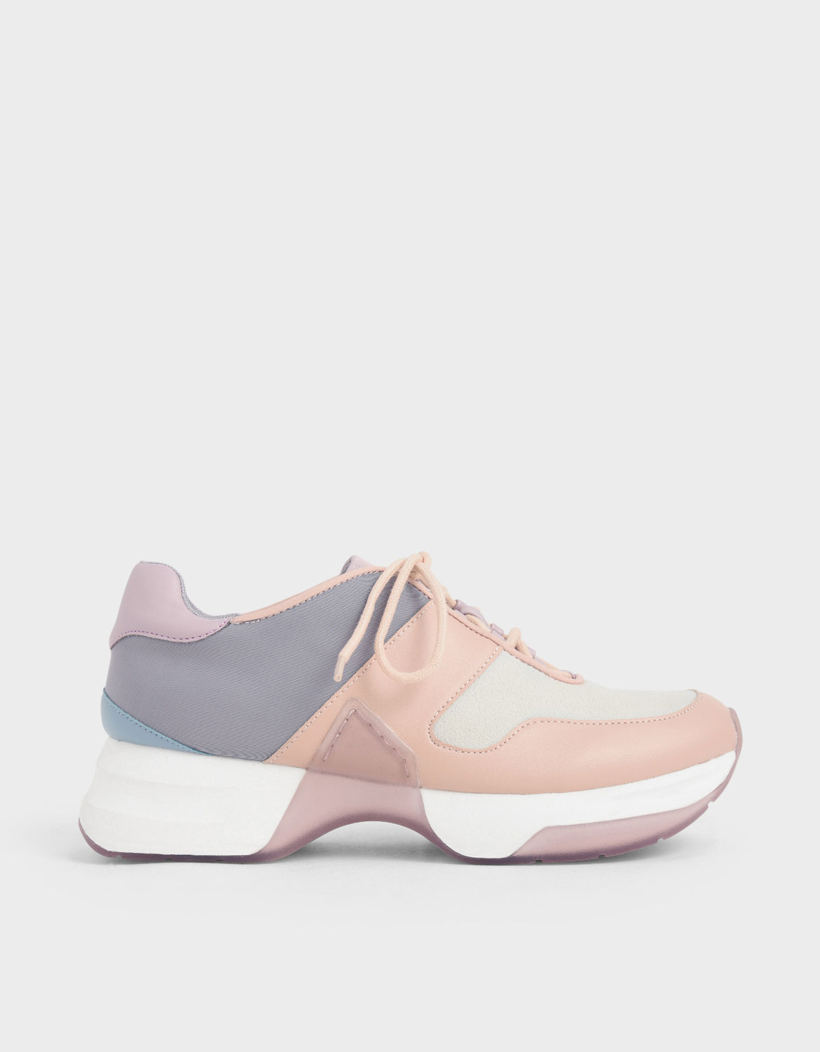 

Textured Lace-Up Sneakers, Lilac