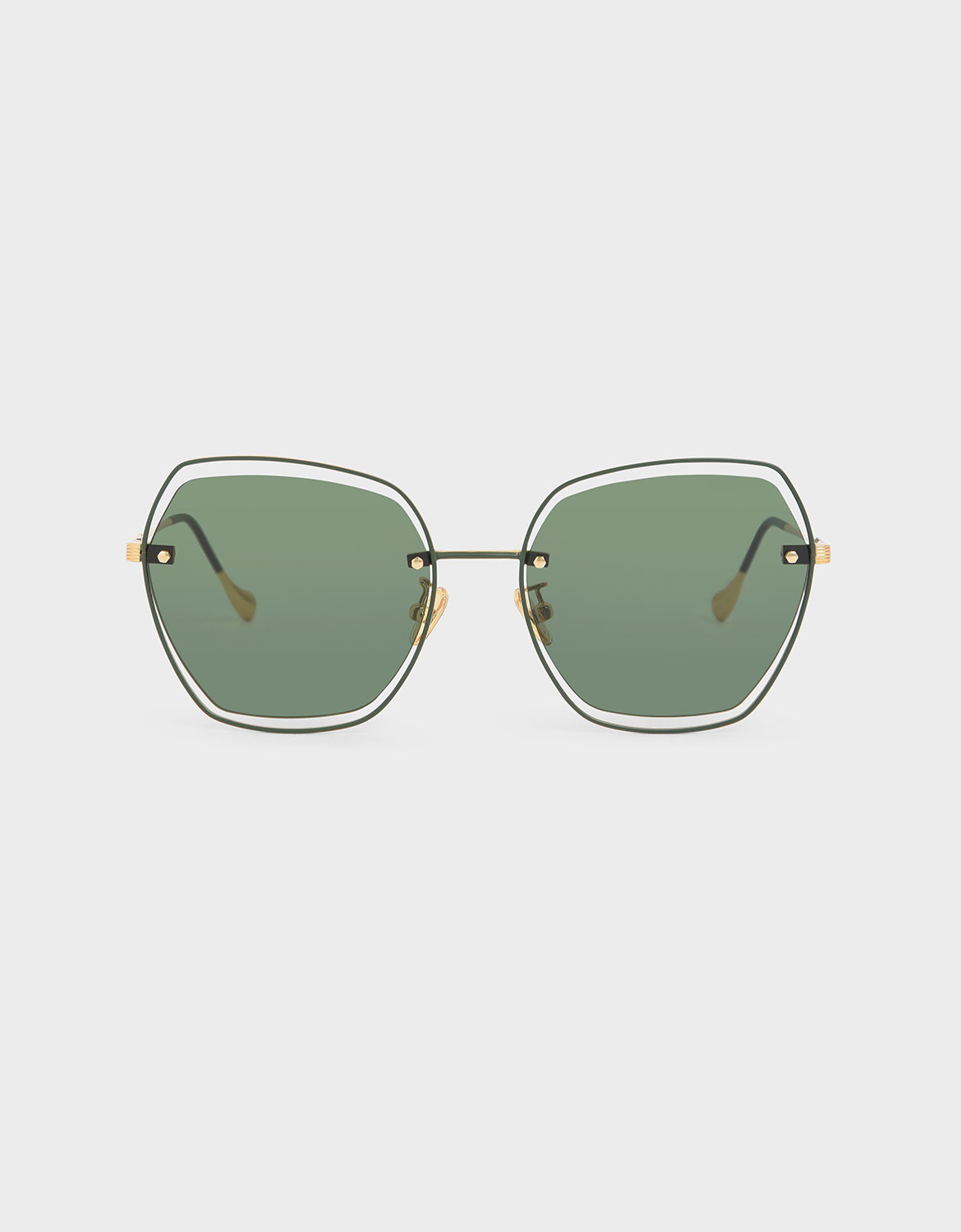 

Double Wire Frame Butterfly Sunglasses, Green