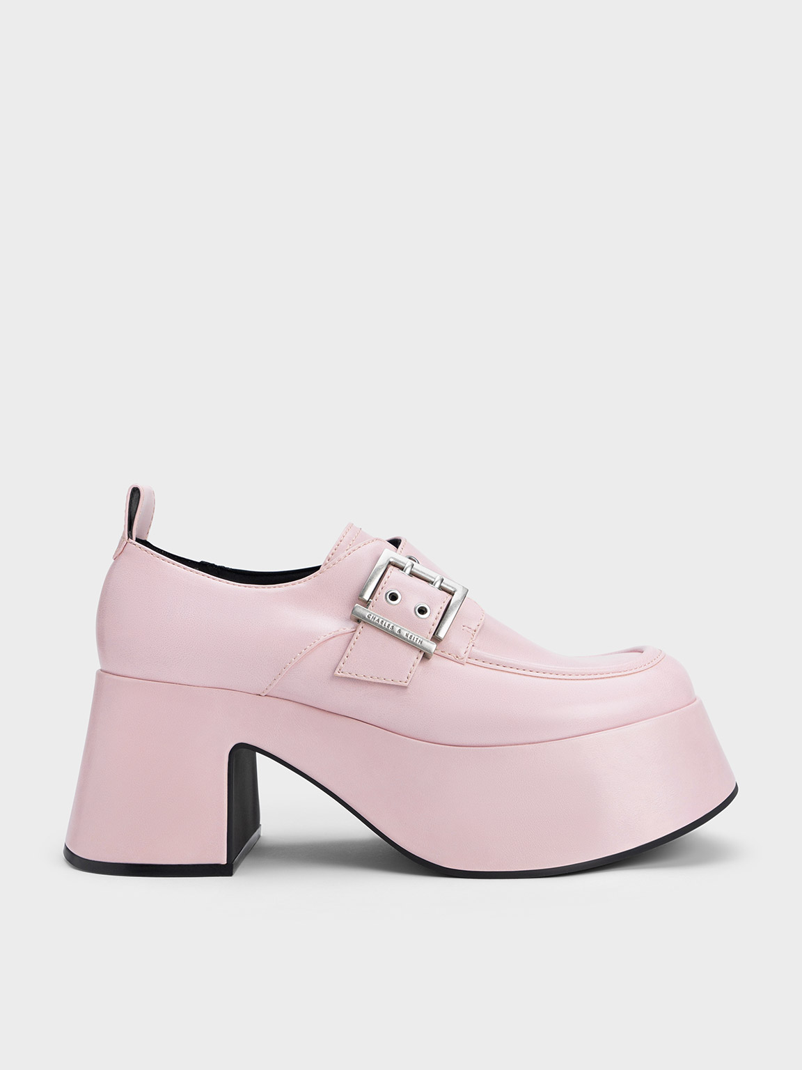 Charles & Keith Rubina Buckled Chunky Loafers In Light Pink