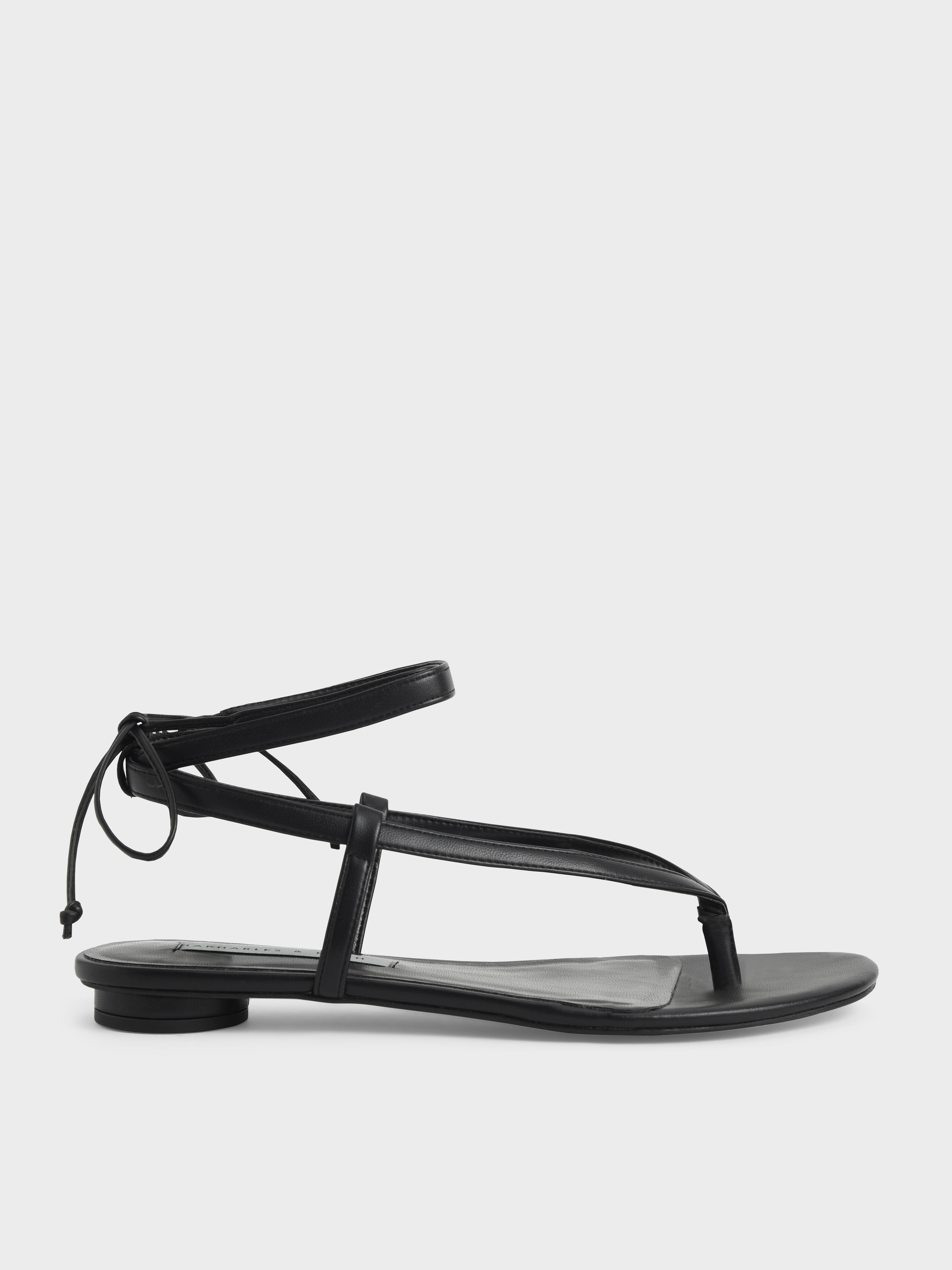 

Tie-Around Thong Sandals, Black