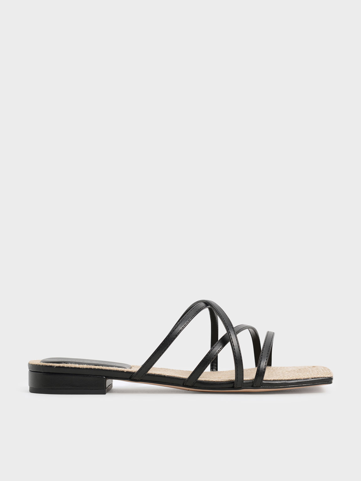 

Strappy Square Toe Sandals, Black