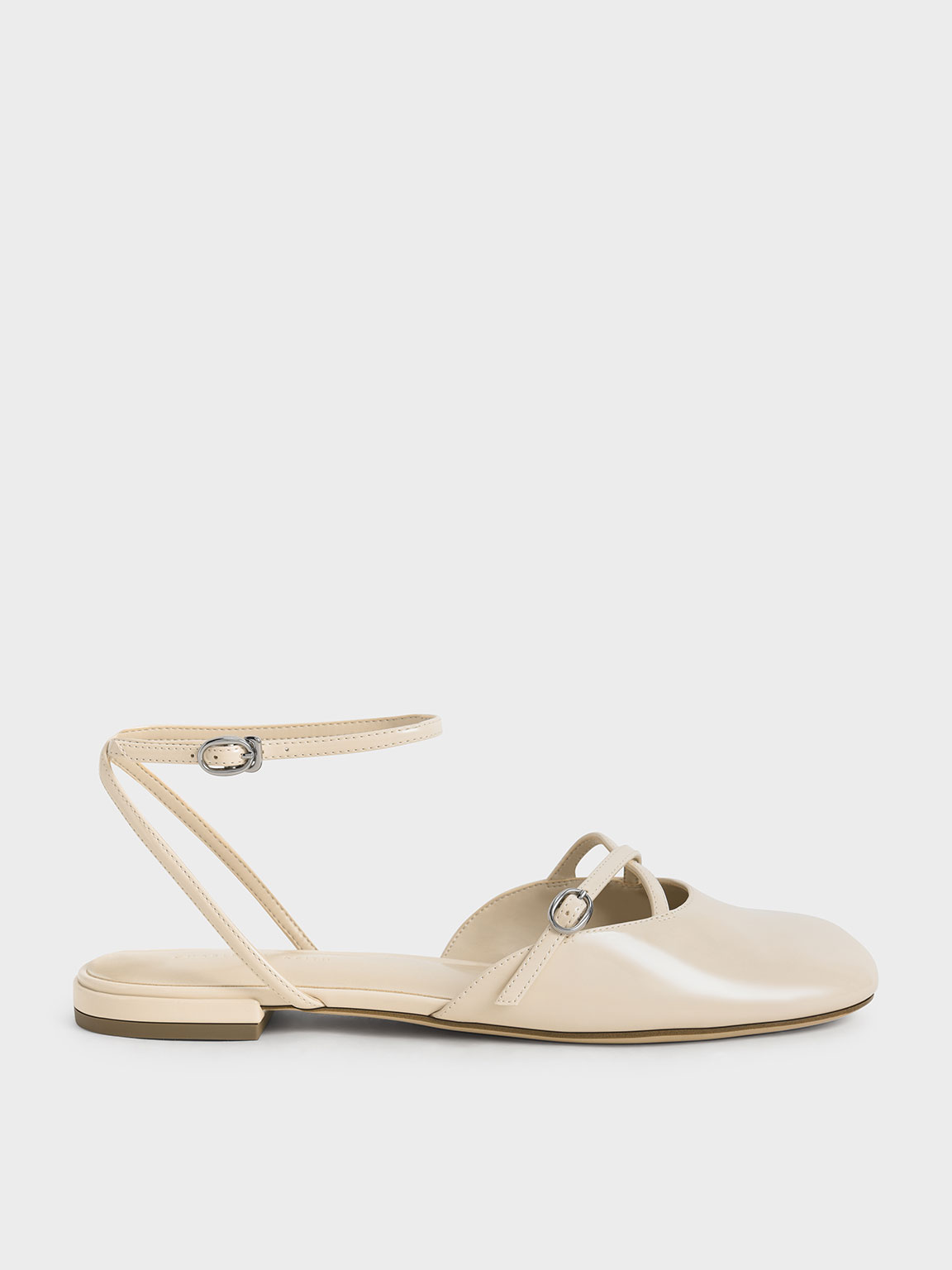 

Edith Patent Ankle-Strap Ballerina Pumps