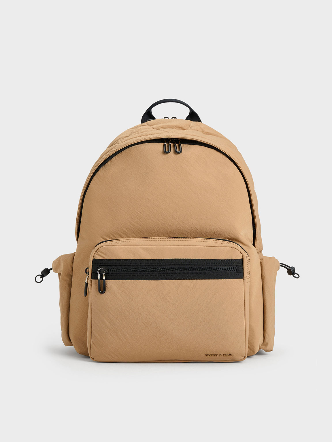 Charles & Keith Soleil Nylon Backpack In Camel