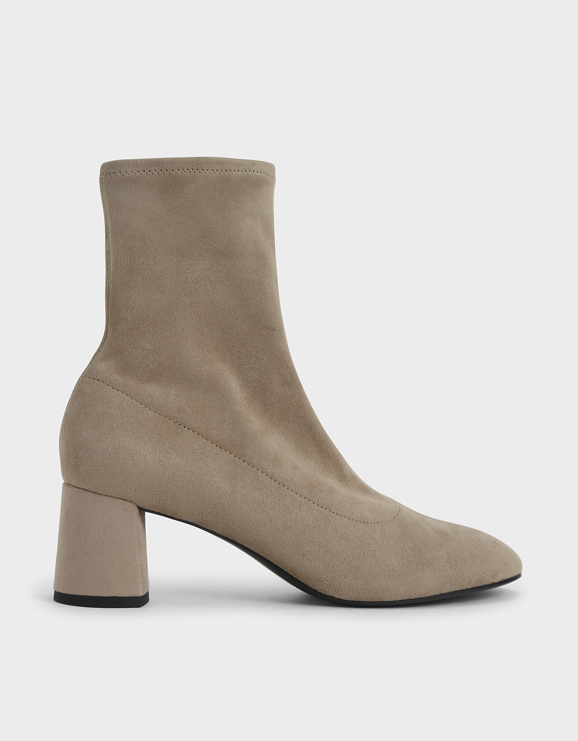

Textured Sculptural Heel Ankle Boots, Taupe