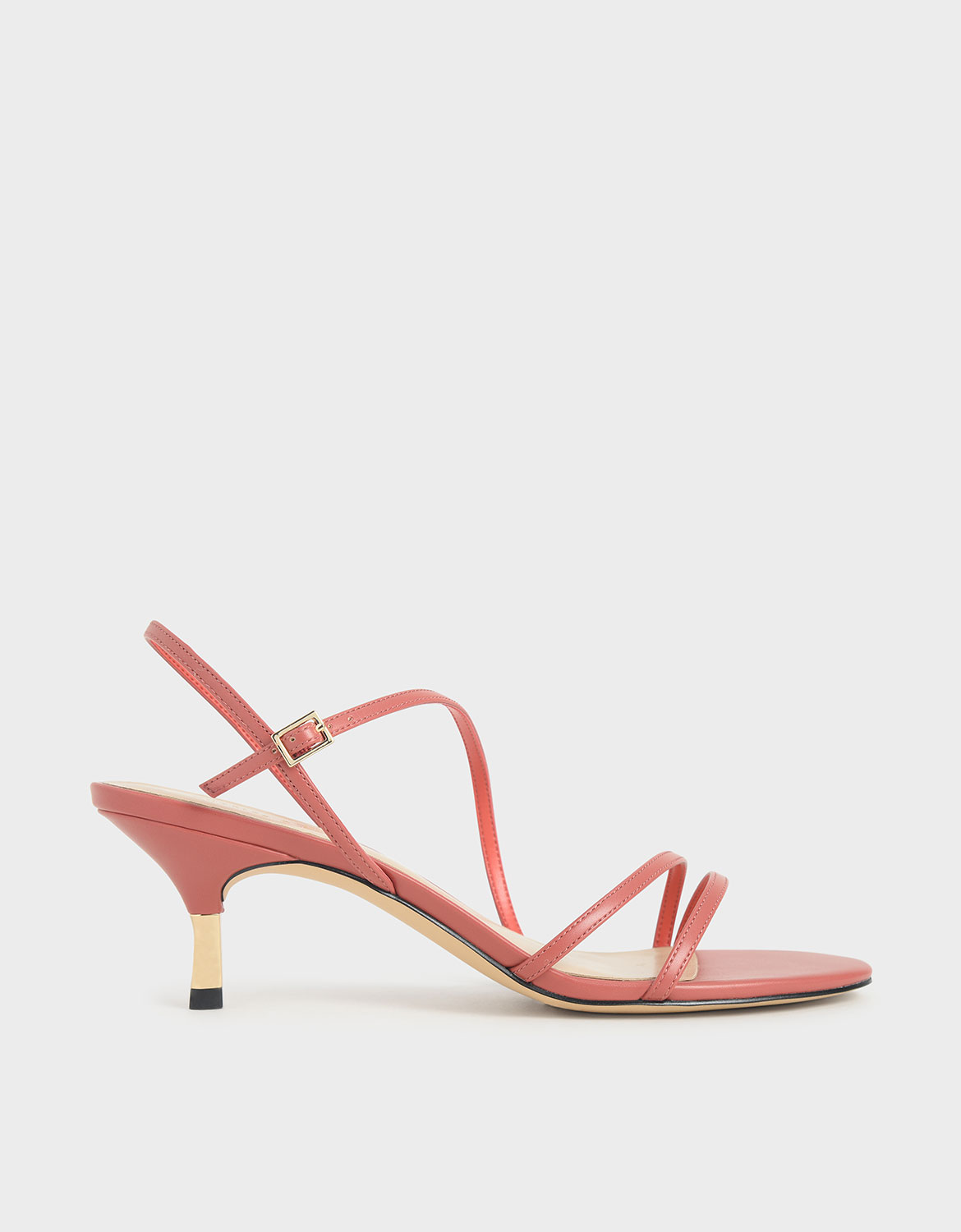 

Strappy Metallic Heel Sandals, Coral pink