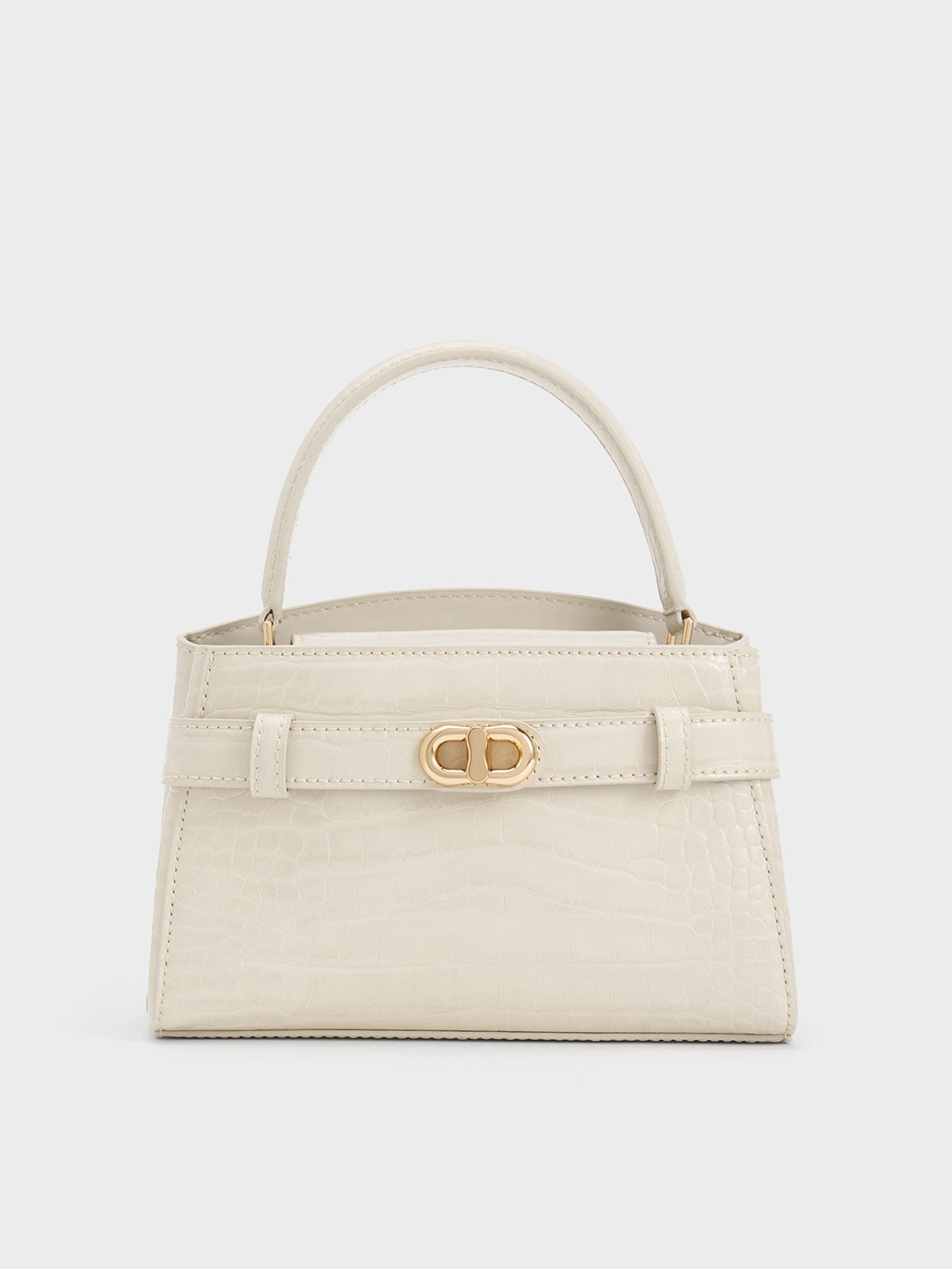 Charles & Keith - Aubrielle Croc-Effect Belted Top Handle Bag