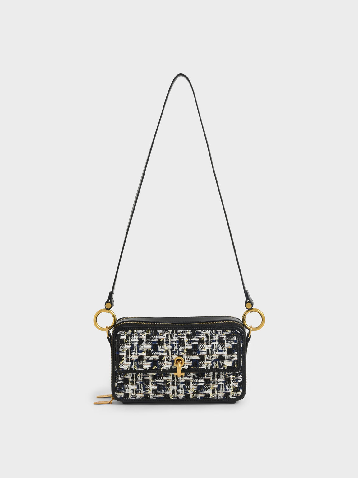 

Tweed Boxy Crossbody Bag, Navy