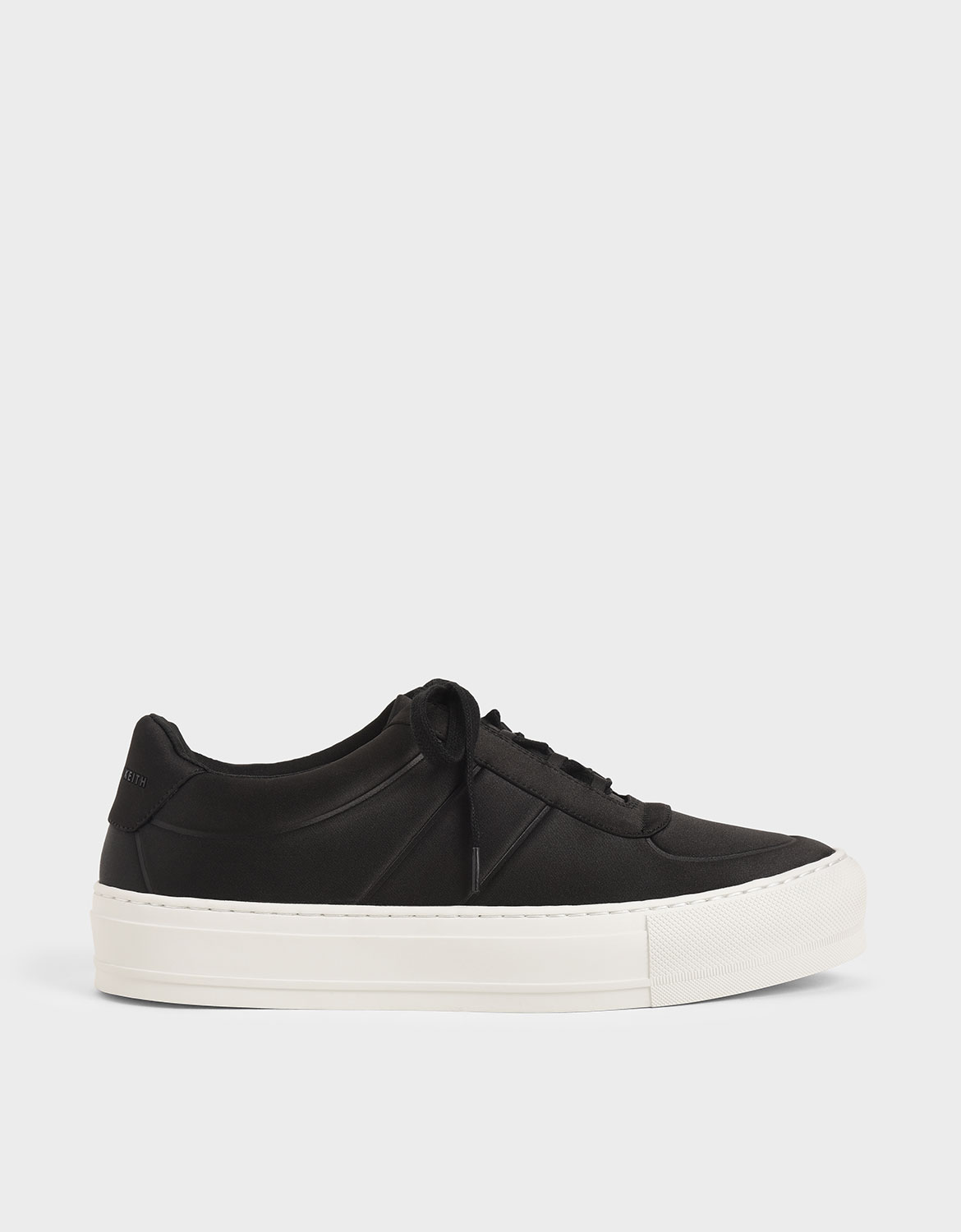 

Satin Platform Trainers, Black