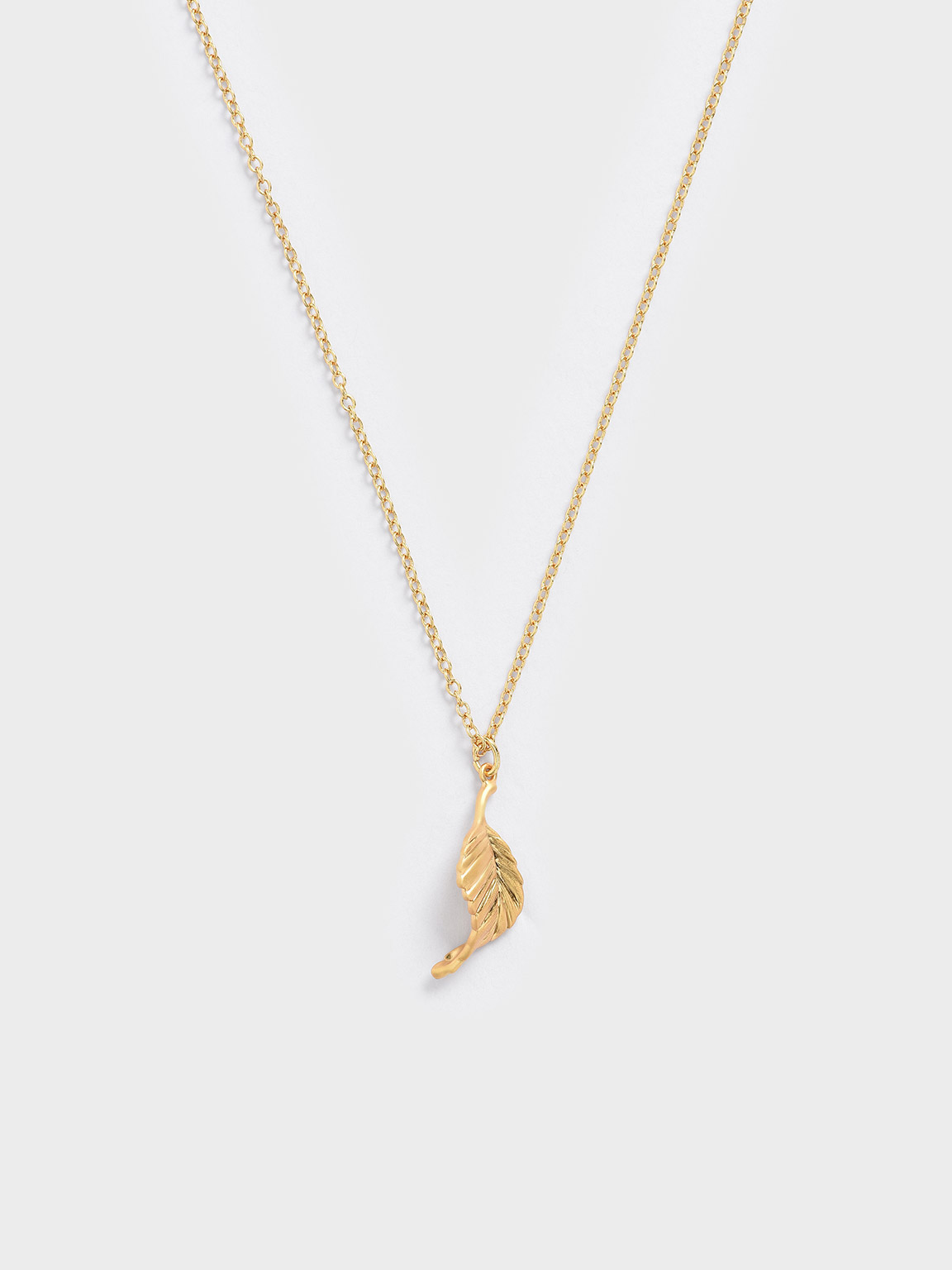 

Leaf Pendant Bead Necklace, Brush gold