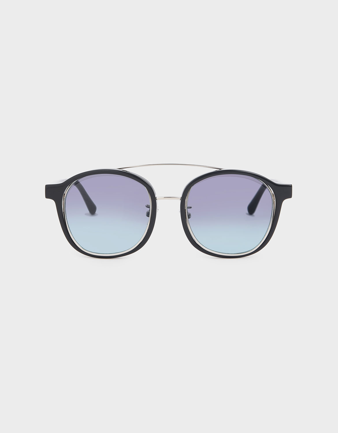 

Gradient Tint Round Sunglasses, Black