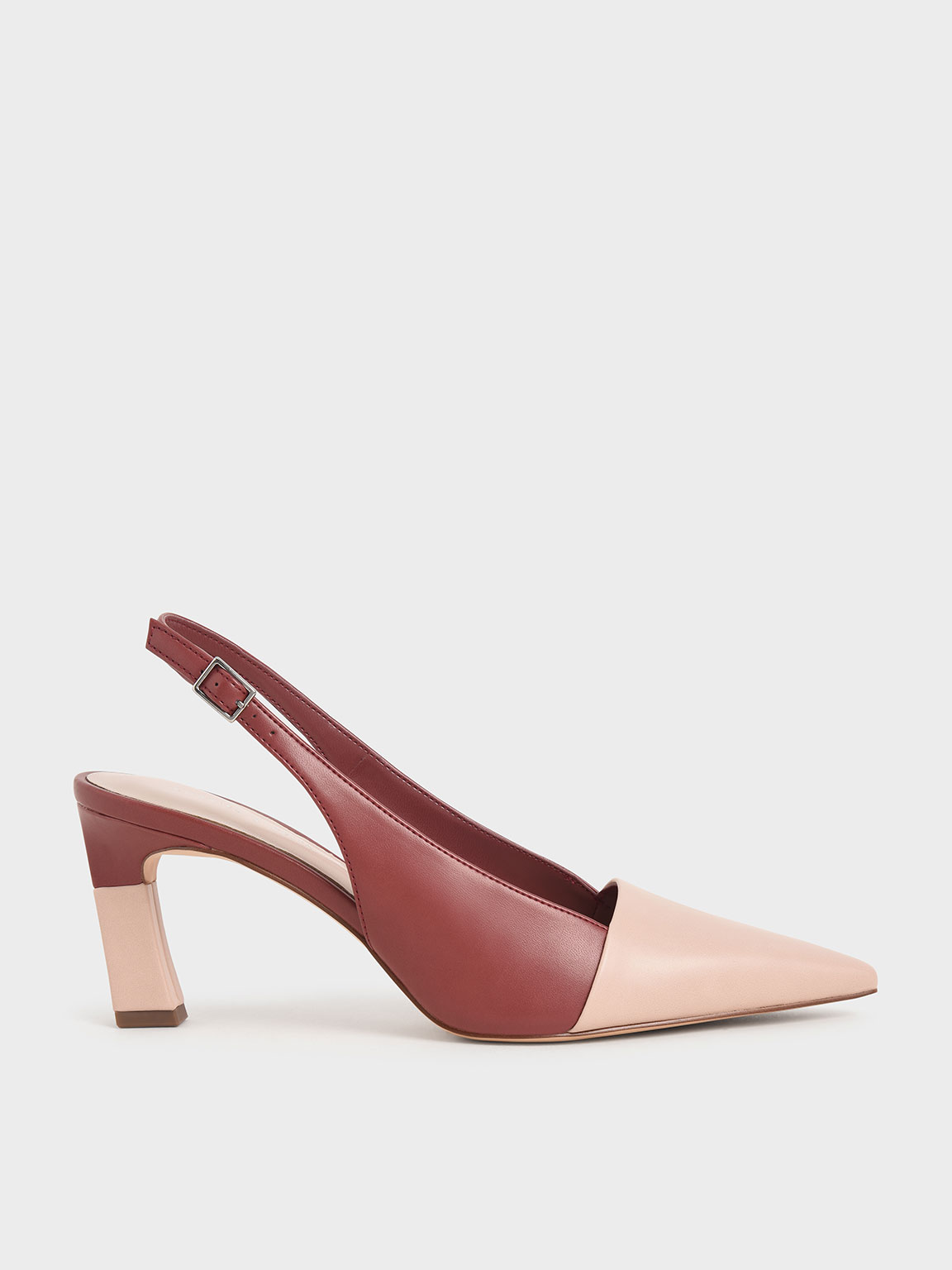 

Sculptural Heel Slingback Pumps, Brick