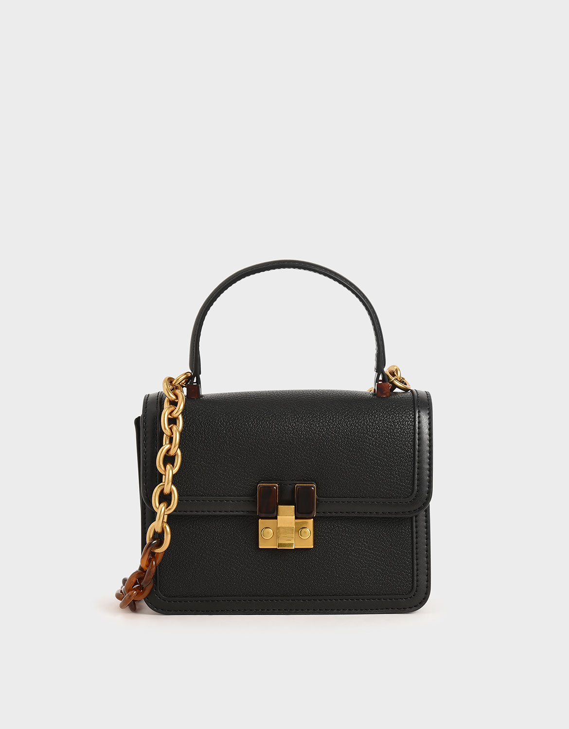 

Small Chunky Chain Strap Bag, Black