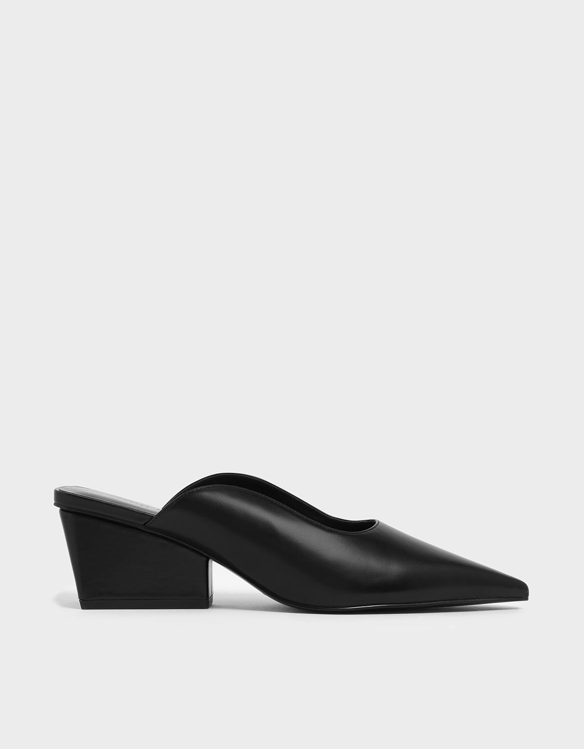 

Pointed Toe Wedge Heel Mules, Black