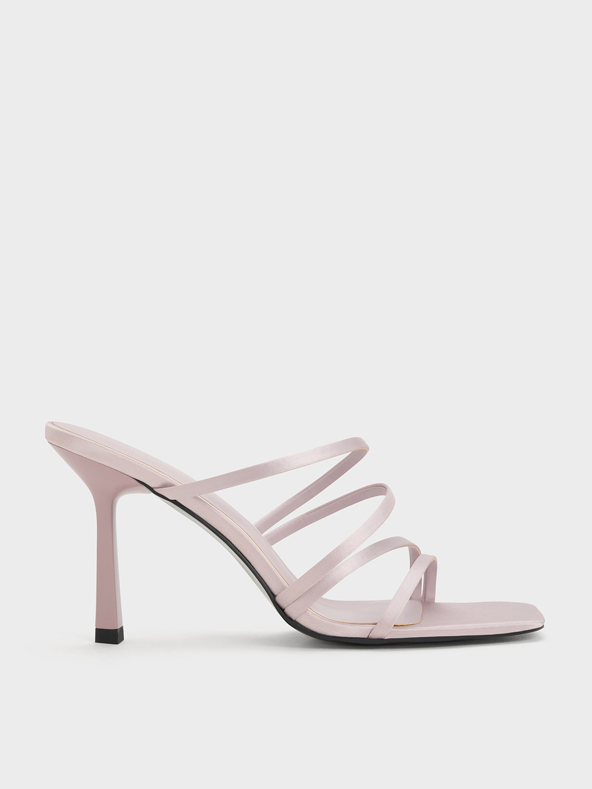Lilac Asymmetric Square Toe Heeled Mules CHARLES KEITH UK