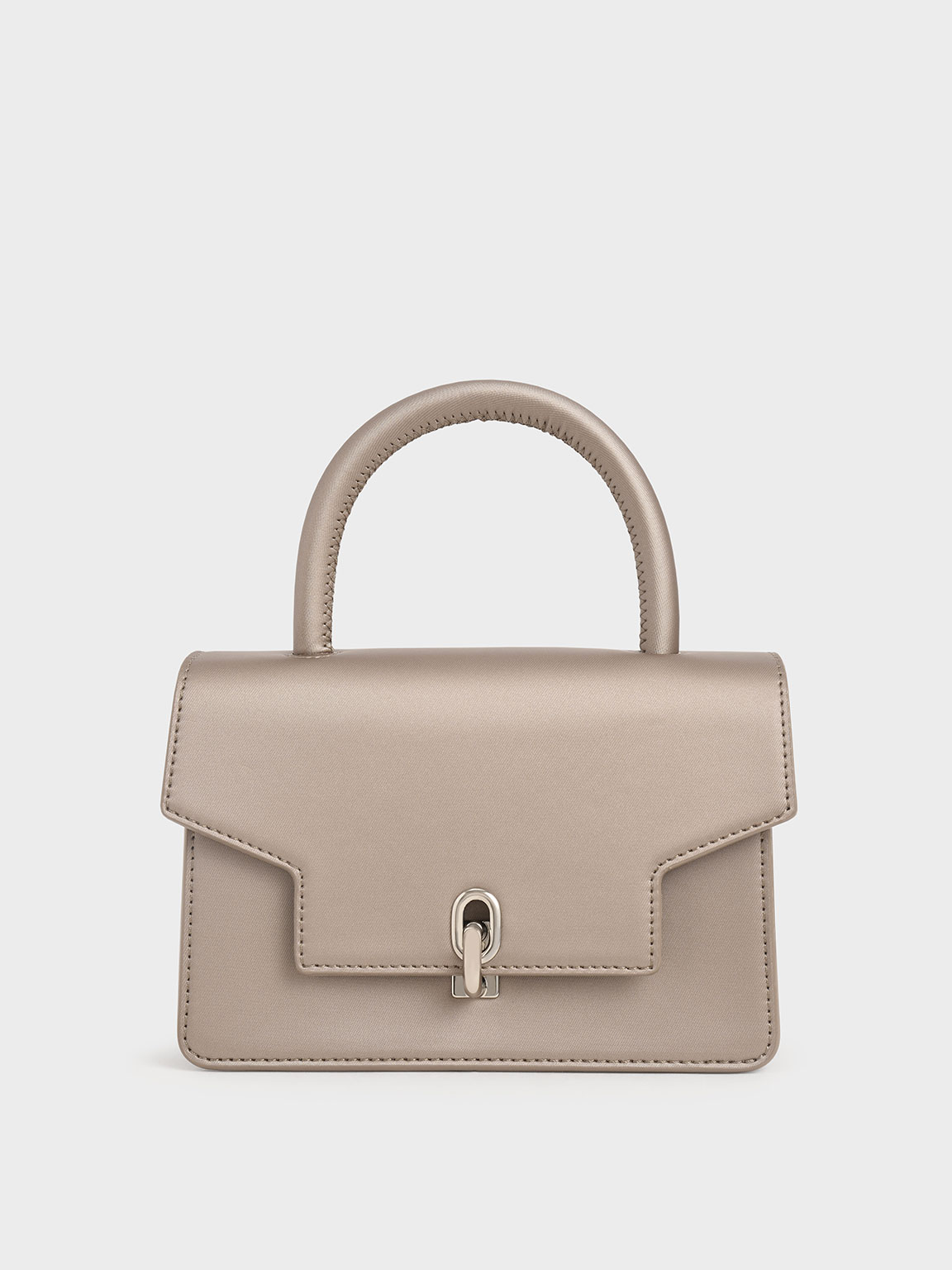 

Leather Metallic Turn-Lock Bag