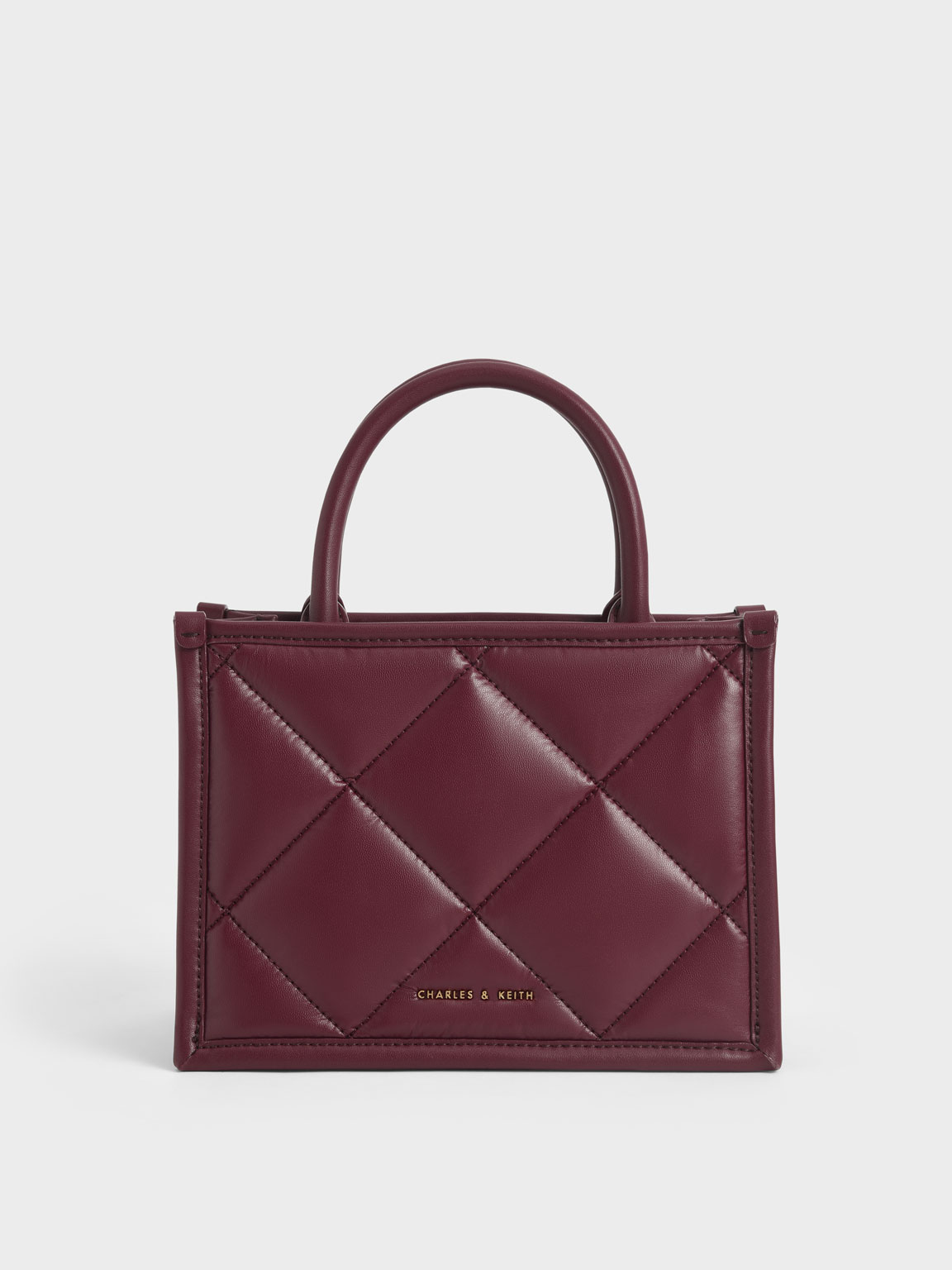 

Quilted Double Handle Tote Bag, Burgundy