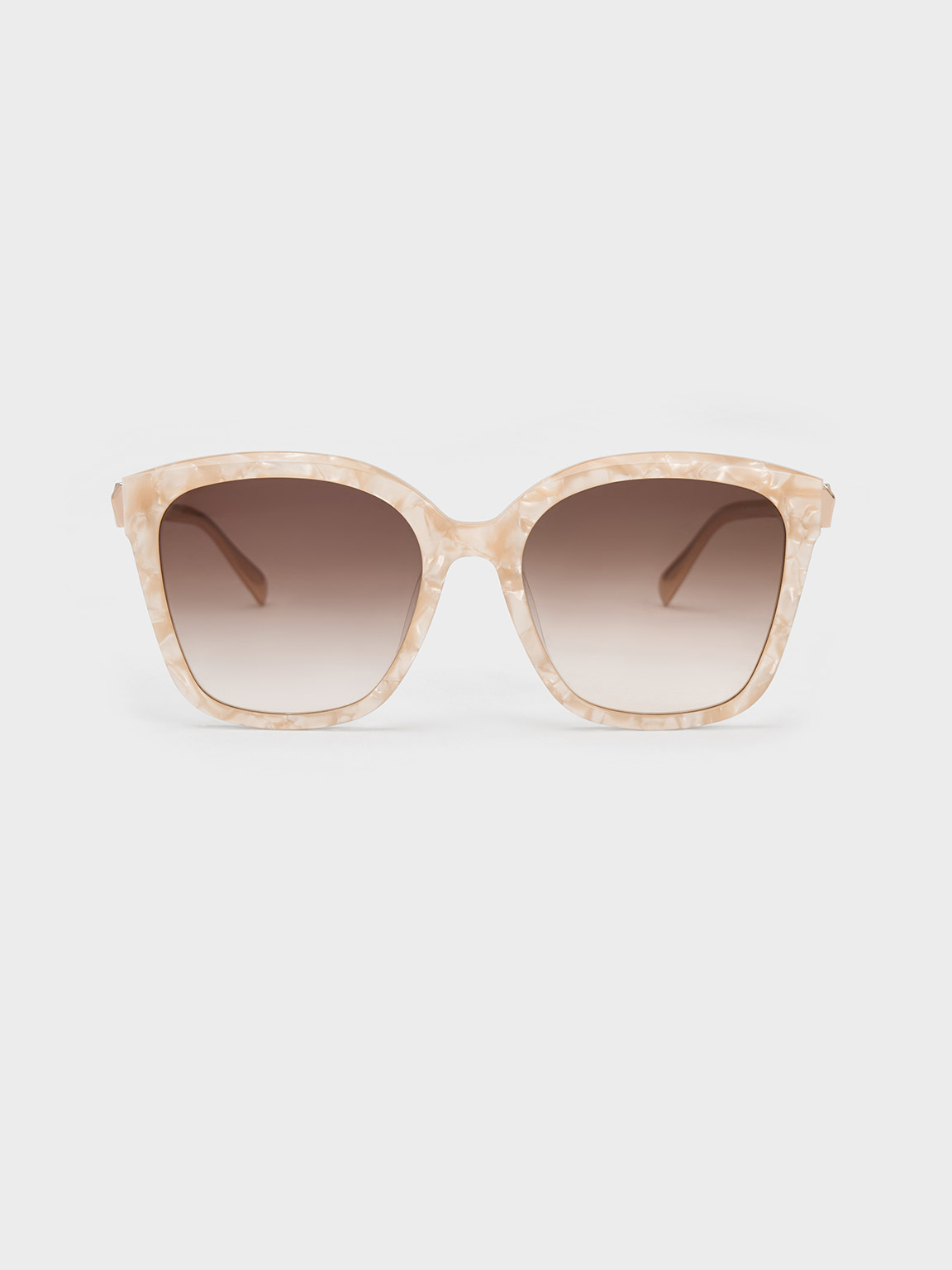 Charles & Keith Oversized Square Acetate Sunglasses In Peach