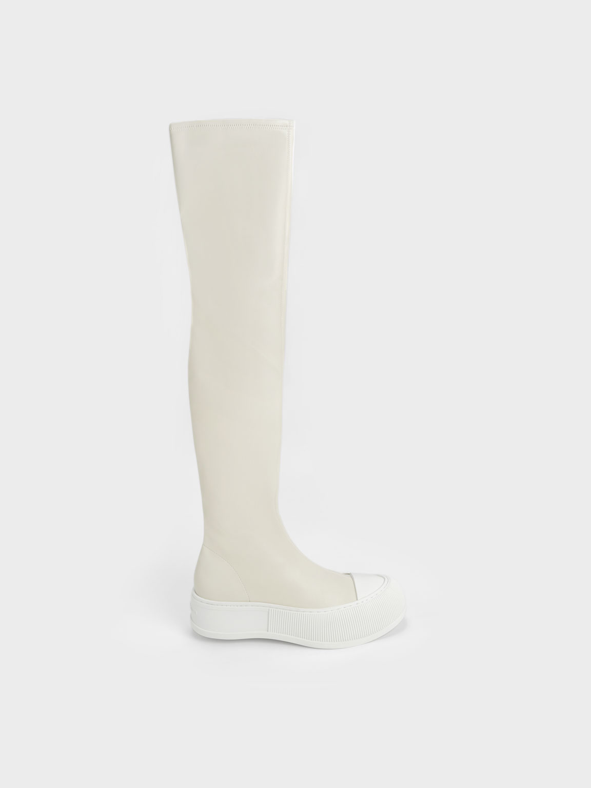 Charles & Keith Harrianna Thigh-high Boots In Chalk