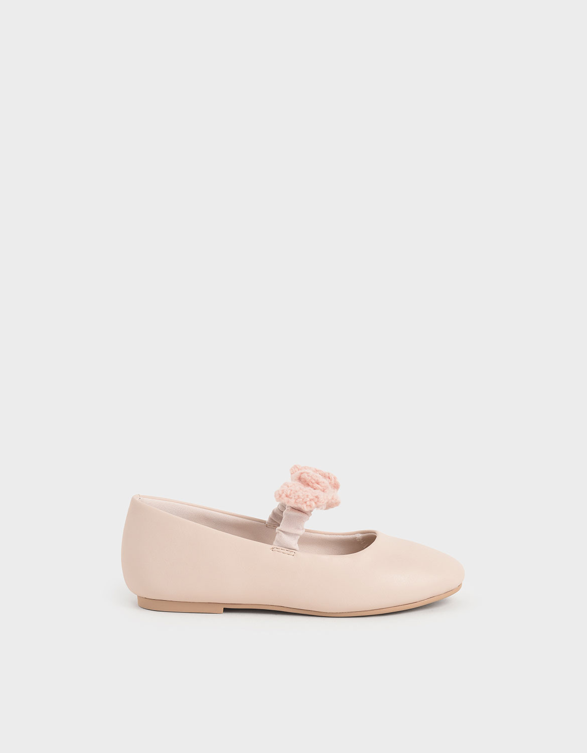 

Girls' Crochet Bow Mary Jane Flats, Light pink