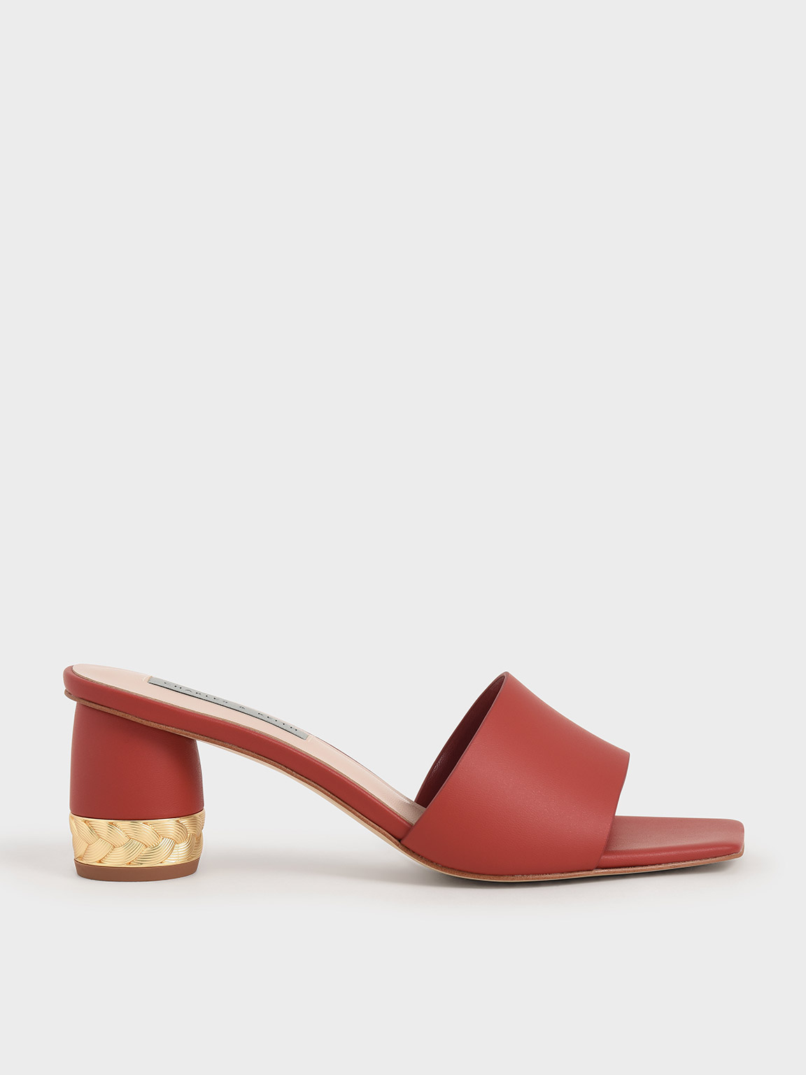 

Metallic Accent Mules, Red