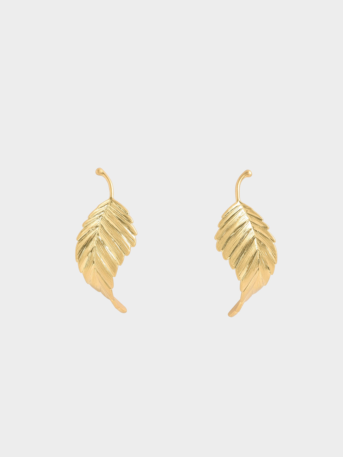 

Leaf Stud Earrings, Brush gold