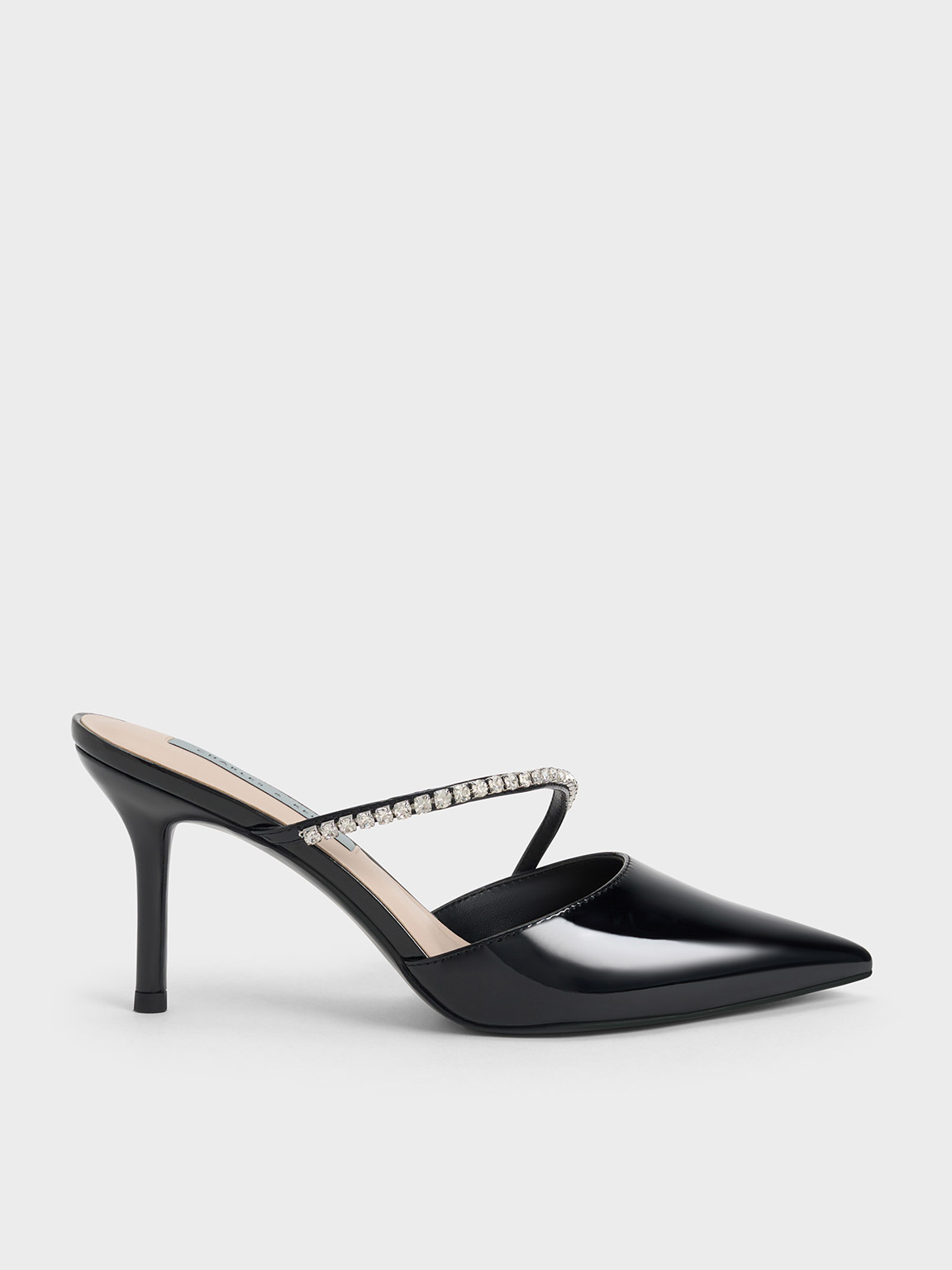 Charles & Keith - Gem-Encrusted Patent Stiletto Mules