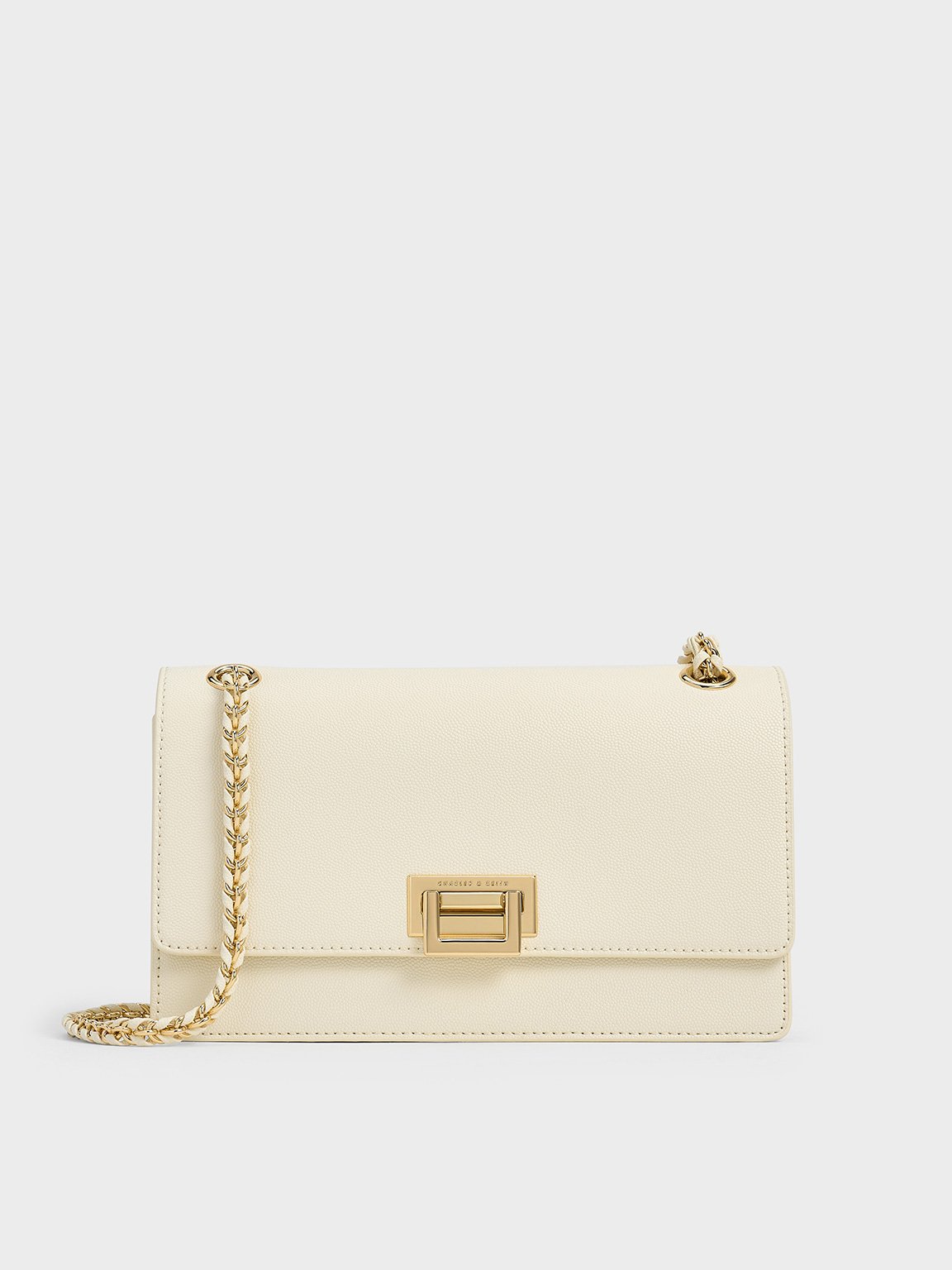 Charles & Keith - Everline Braided-strap Shoulder Bag In Cream