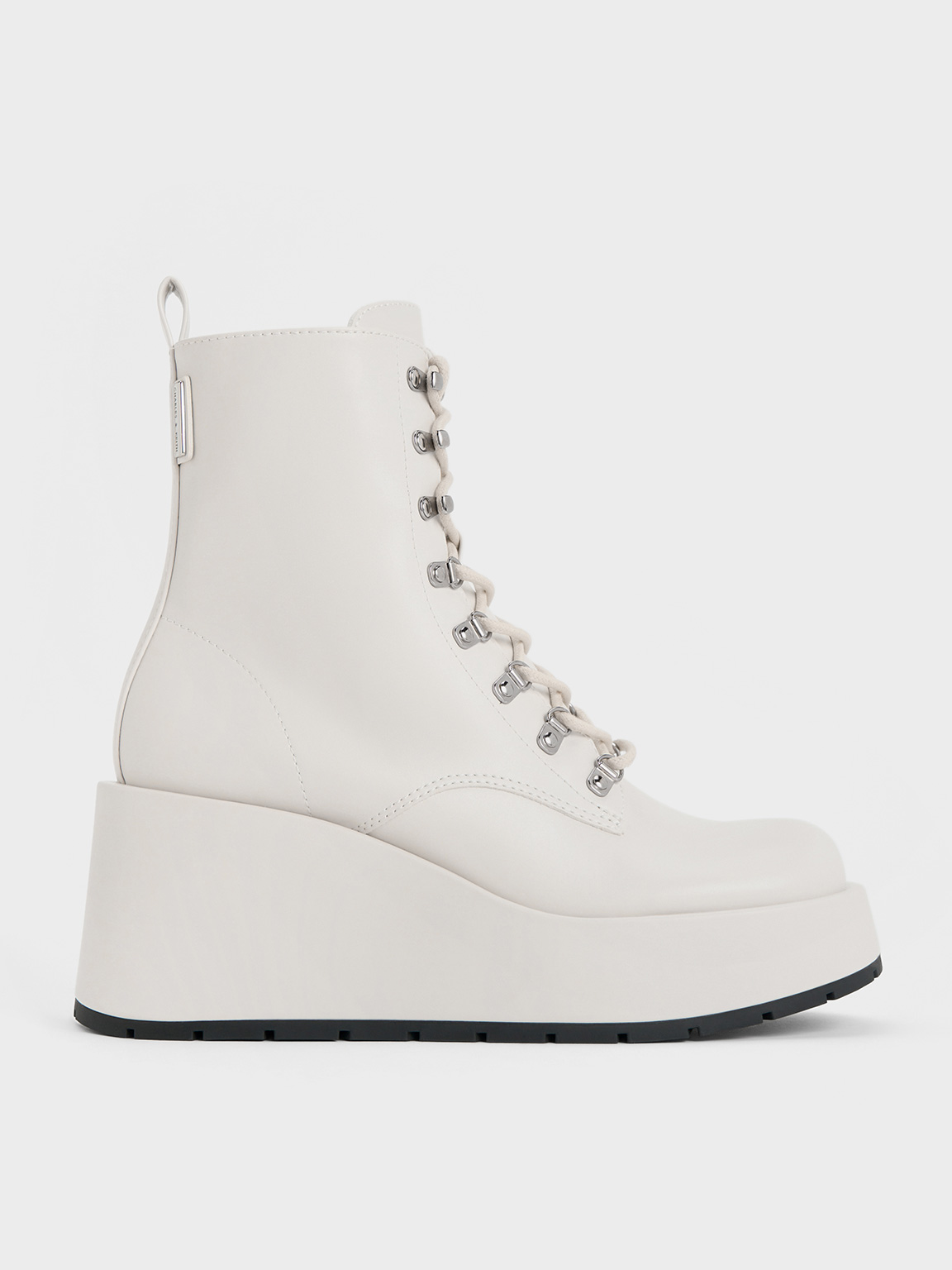White chunky digger lace up boots cheap