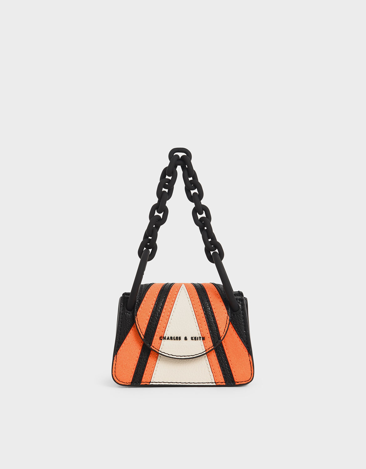 

Striped Chunky Chain Handle Mini Bag