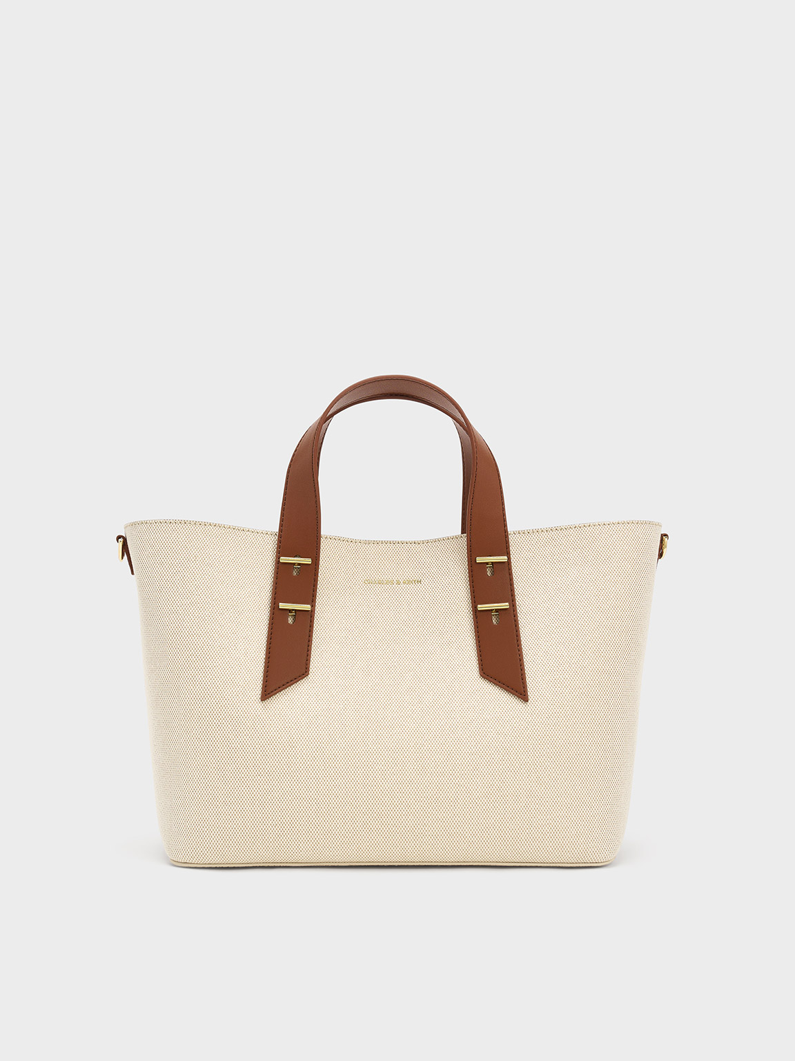 Canvas Metallic-Accent Double Handle Bag – Chocolate