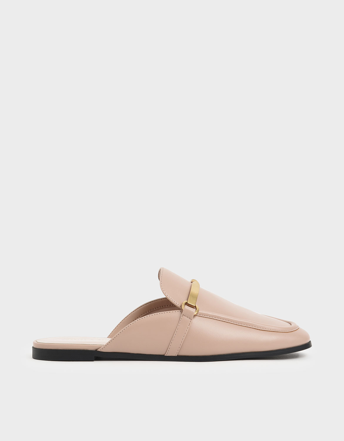 

Metal Accent Slip-On Loafers, Nude