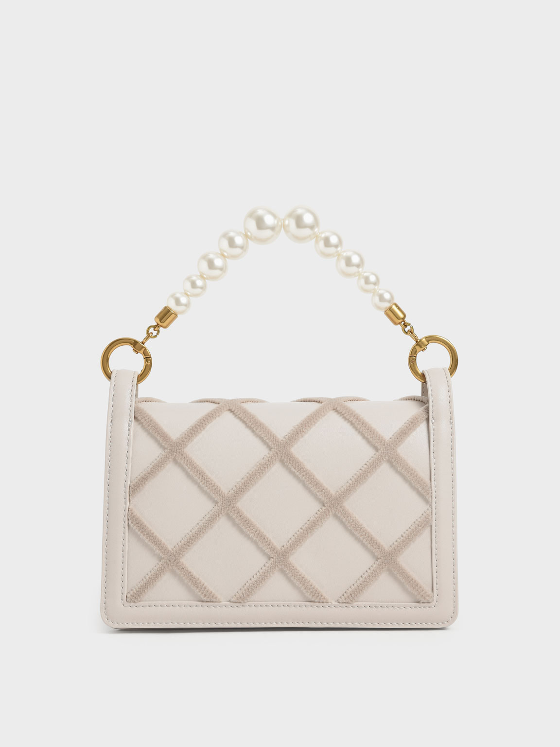 

Beaded Handle Shoulder Bag, Ivory