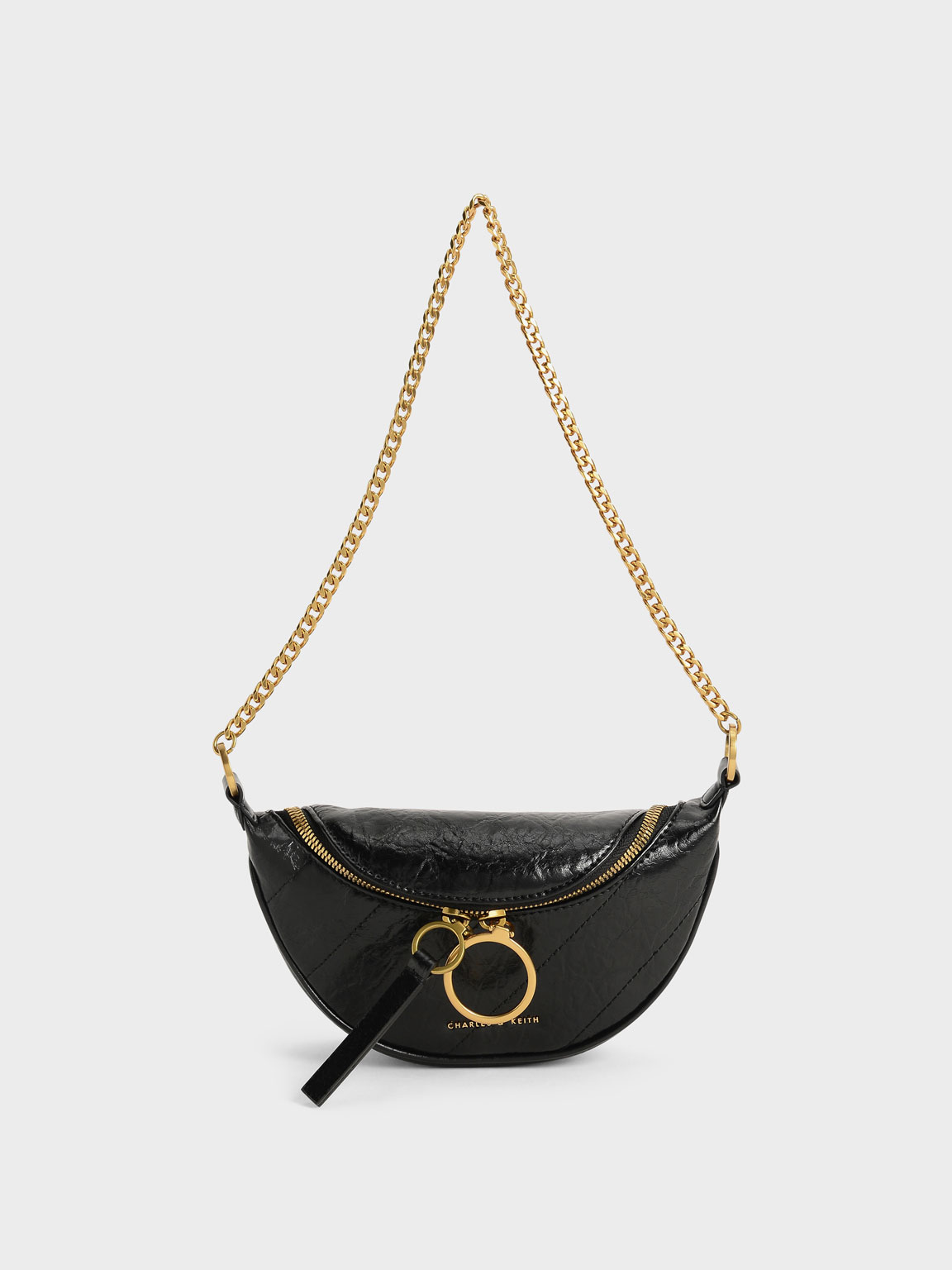 Philomena Wrinkled-Effect Half-Moon Crossbody Bag