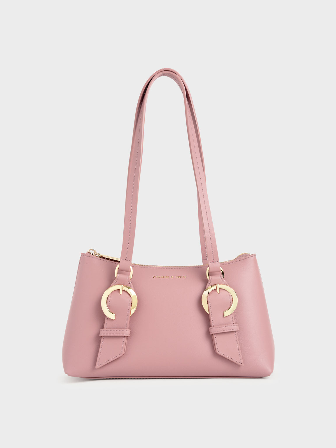 

Ring Buckle Leather Shoulder Bag, Pink