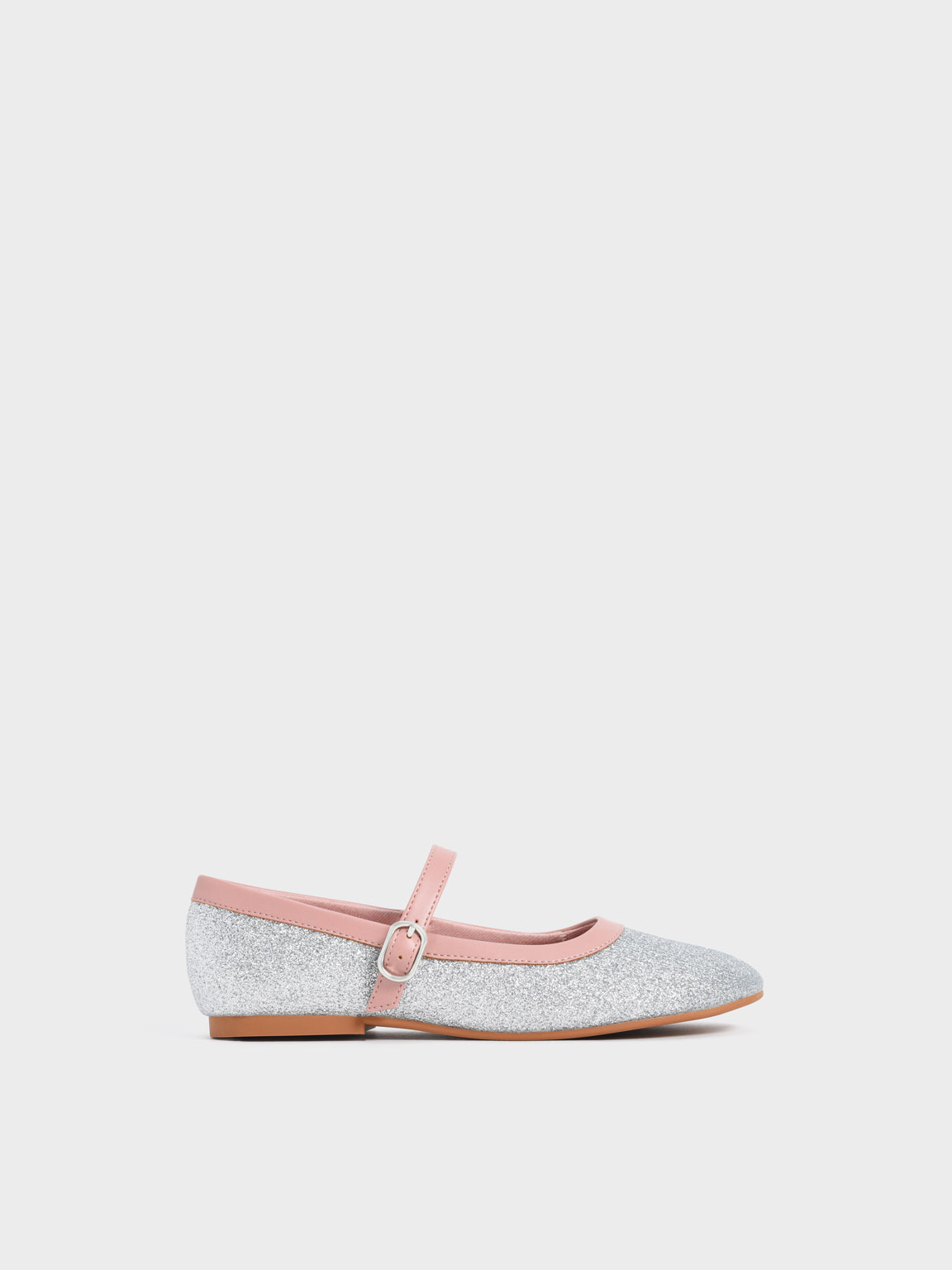 

Girls' Two-Tone Glitter Mary Janes, Silver