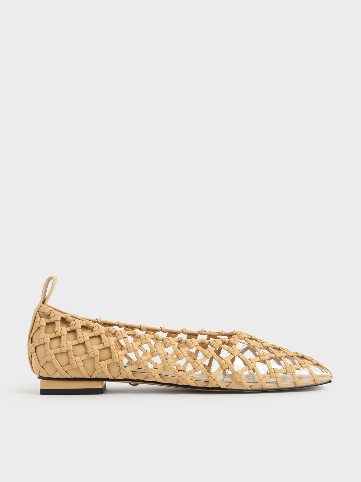 

Woven Caged Ballerina Flats, Sand