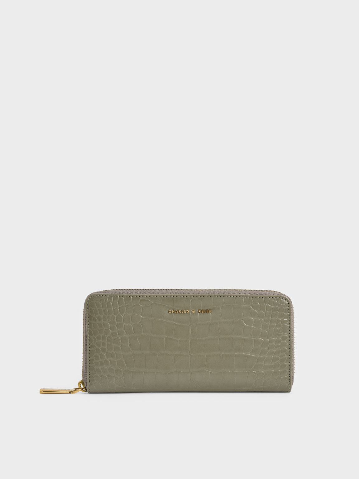 

Snake Print Long Wallet, Taupe