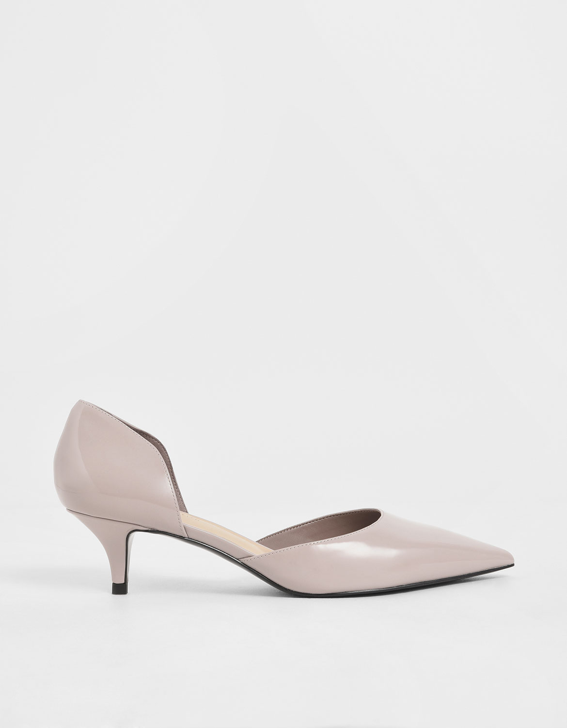 

Patent D'Orsay Kitten Heel Pumps, Nude