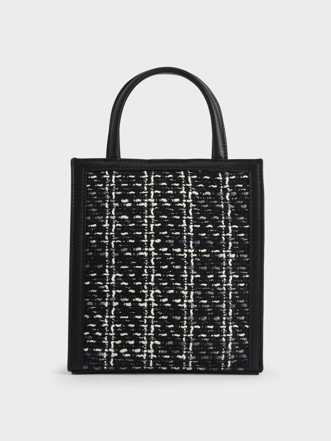 

Woven Tweed Tote Bag, Black