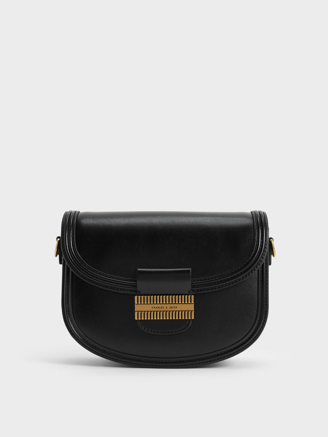 Black Embellished Saddle Bag | CHARLES &amp; KEITH UK