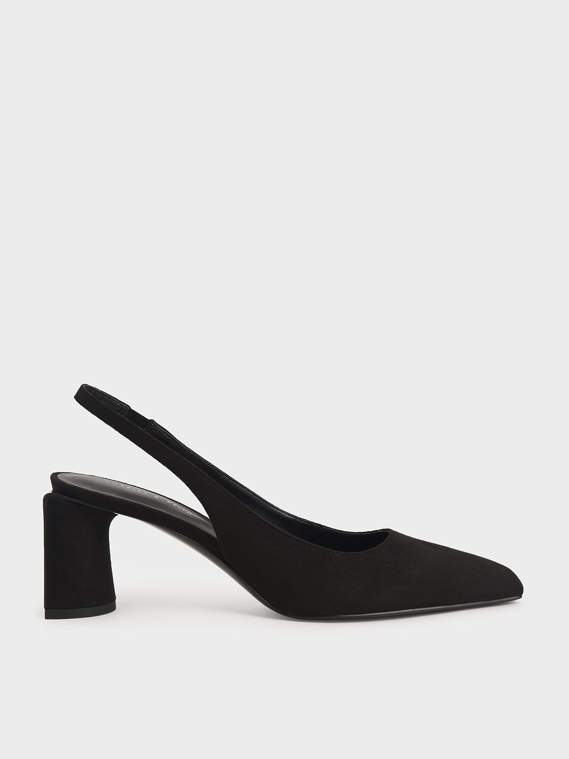 

Textured Half Moon Slingback Court Shoes, Black