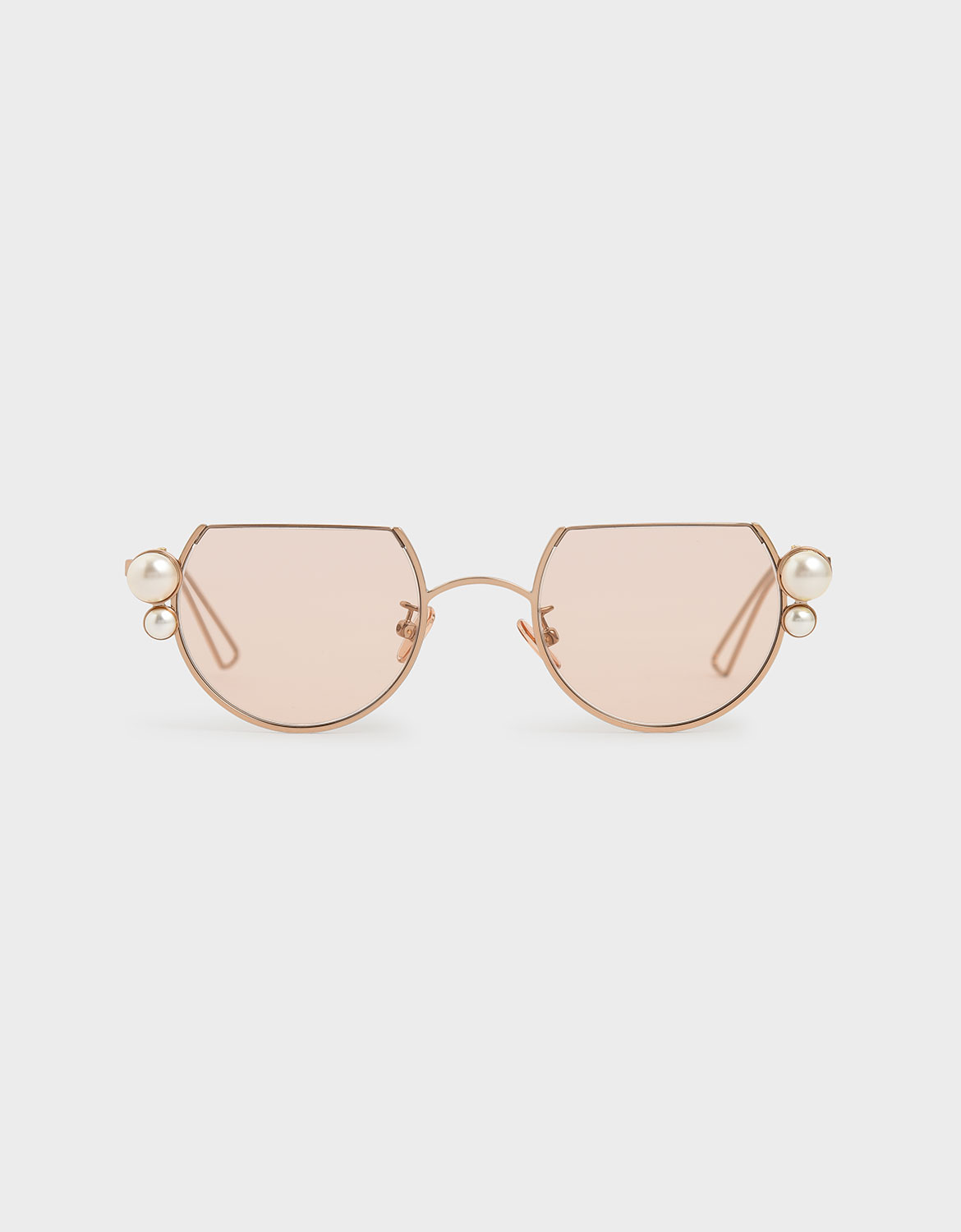 

Swarovski®; Crystal Pearl Embellished Cut-Off Round Sunglasses, Rose gold
